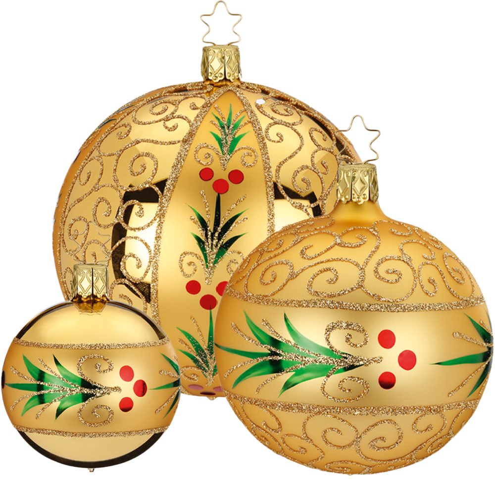 INGE-GLAS® Weihnachtsbaumkugel Evergreen (1 St), mundgeblasen, handbemalt | Weihnachtskugeln