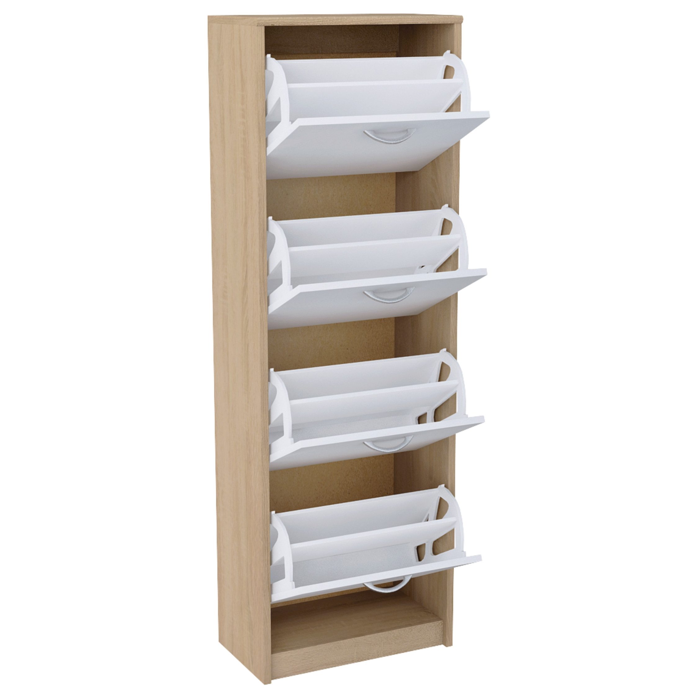 Home Collective Schuhschrank mit 4 aufklappbaren Schubladen, Schuhregal mit 4 Fächern 50 cm breit (platzsparende Schuhaufbewahrung, laminierte Platte) weiche ab – Bild 4 von 5
