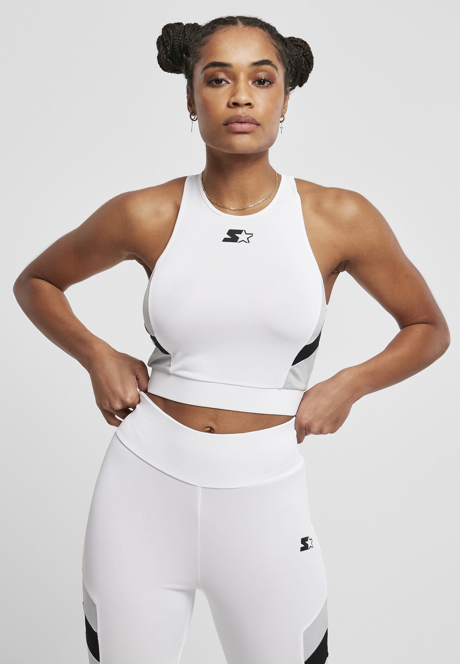 Starter Black Label Sport-BH Damen Ladies Starter Sports Cropped Top white/black