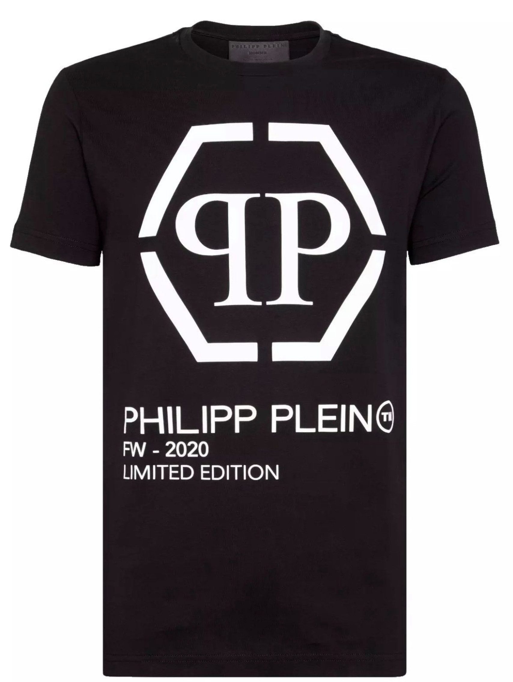 PHILIPP PLEIN T-Shirt Gold Cut T-Shirt Limited Edition Logo Shirt Rundhals Top doppelt genähte Säume,Sechseckiges Logo an der Passe
