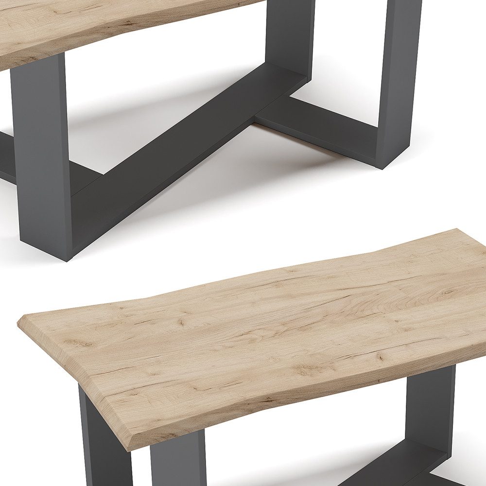 Vicco Couchtisch Arne, Goldkraft Eiche/Anthrazit, 90 x 50 cm