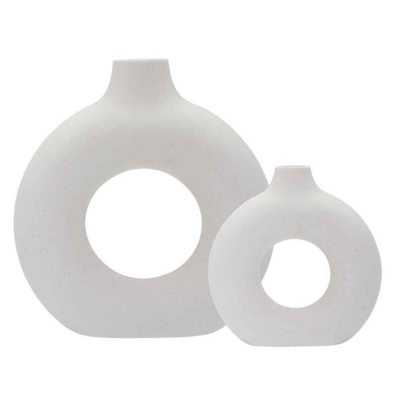 Vicbuy Dekovase (2 St), Keramik Vase, Milchweiß Vasen matt, Pampasgras-Vase