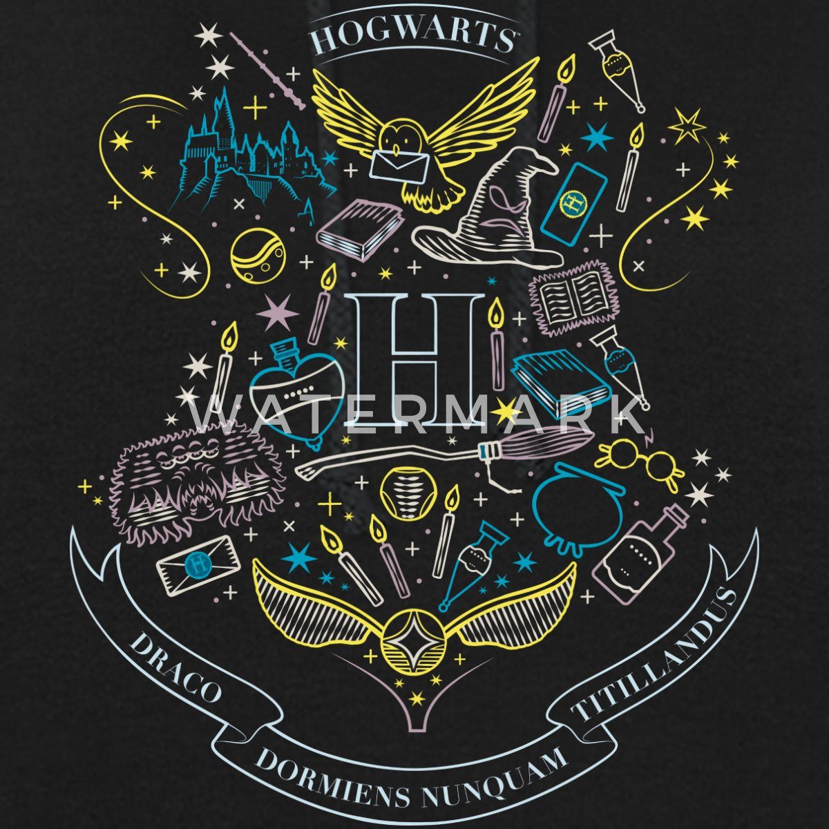 Spreadshirt Hoodie Harry Potter Hogwarts Elemente Damen Hoodie (1-tlg)