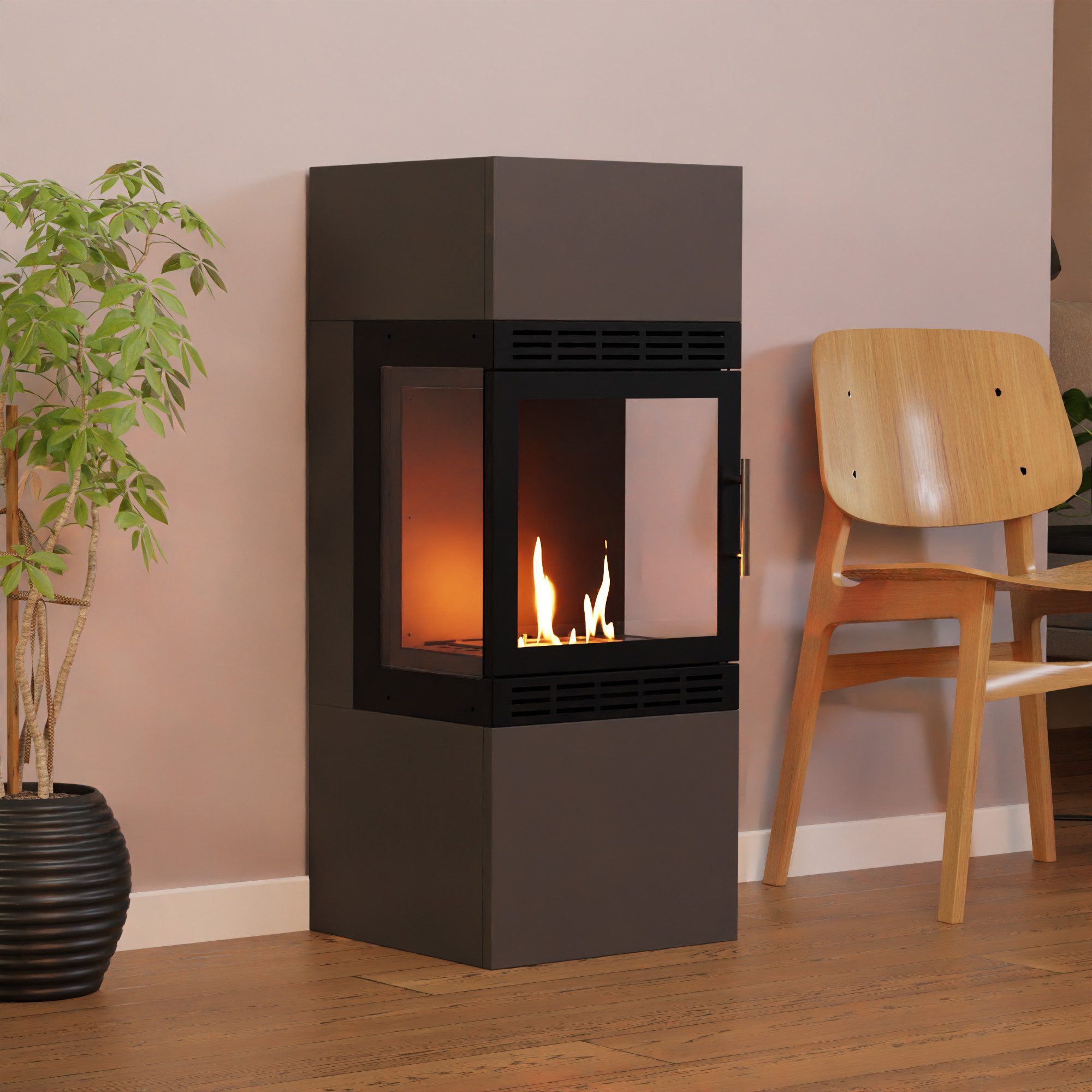 GLOW FIRE Echtfeuer-Dekokamin Lillesand Vision Ethanol Kamin, Bioethanol Kamin mit 3h Brenndauer, Heizleistung bis 2KW