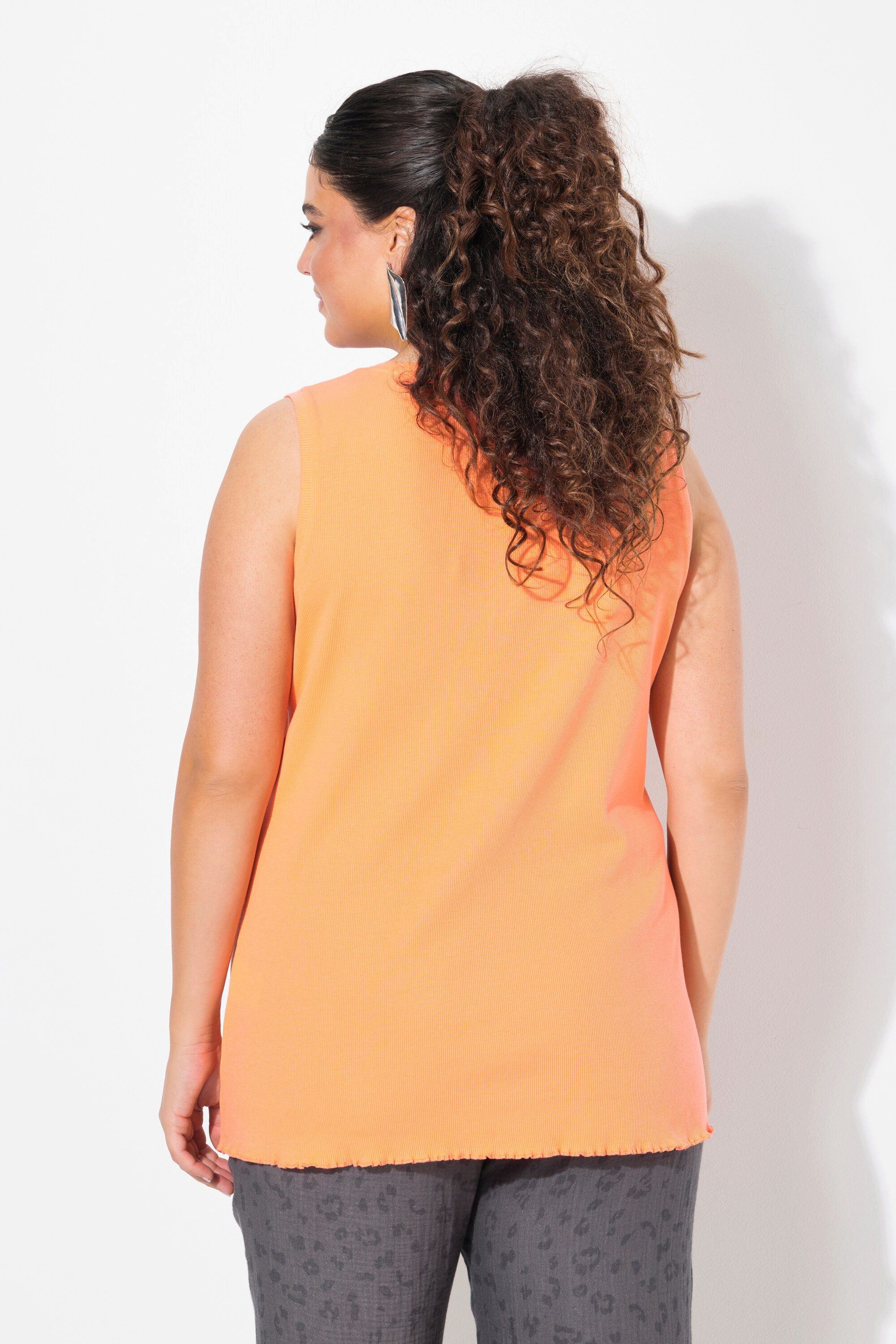 Ulla Popken Longtop Top Rippjersey Slim Rundhals ärmellos