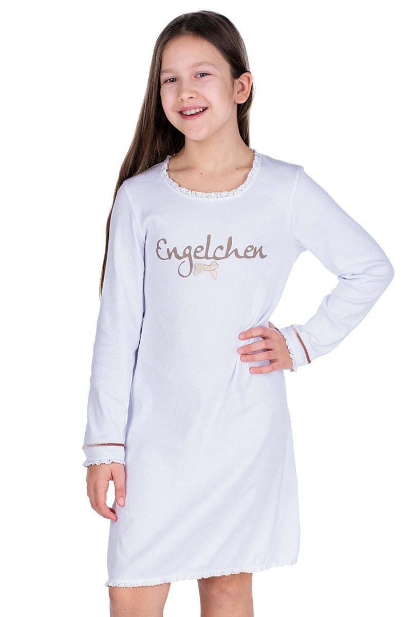 Pyjama Nachthemd Kinder - ENGELCHEN - weiß