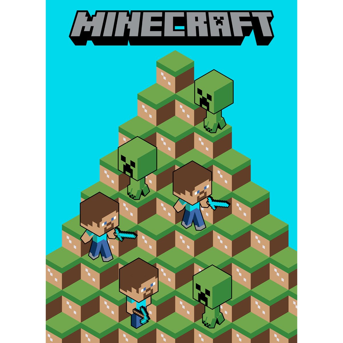 Wohndecke Fleecedecke Kuscheldecke 100 x 150 cm., Minecraft