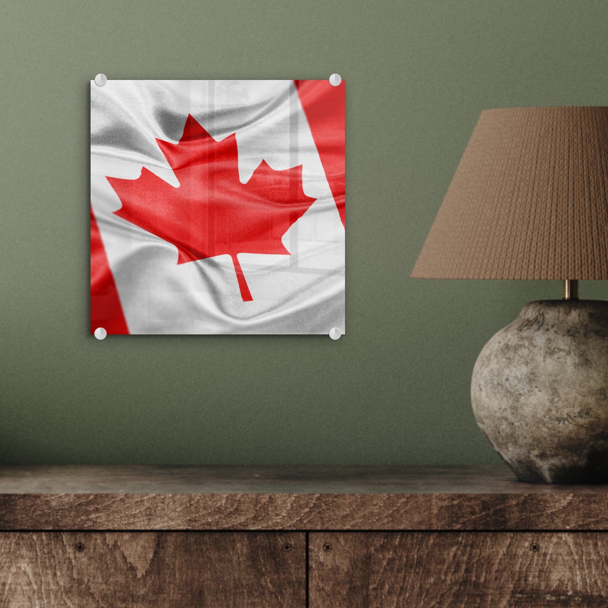 MuchoWow Acrylglasbild Hohe Wandbild Glas Auflösung der Glas auf Foto Bilder Flagge - - St), - auf Wanddekoration von Glasbilder Kanada, (1