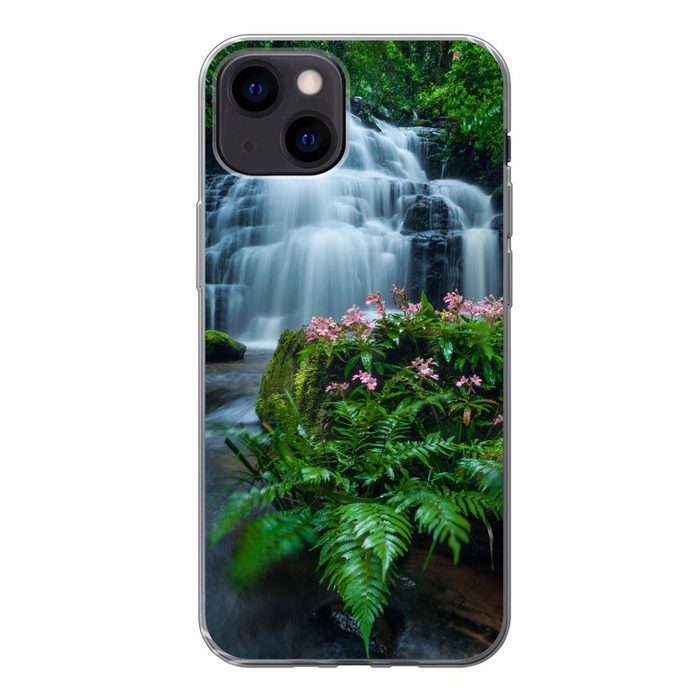 MuchoWow Handyhülle Ein schöner Wasserfall inmitten der dichten Vegetation des Phu Hin Handyhülle Apple iPhone 13 Mini Smartphone-Bumper Print Handy