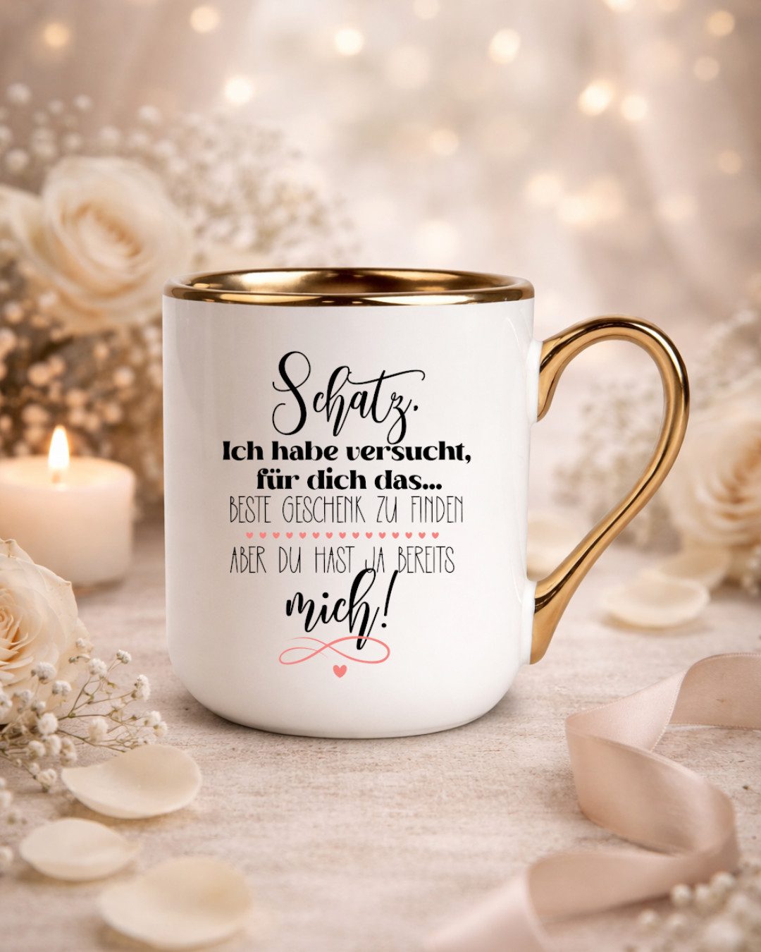 Primawela Tasse Tasse - Schatz - Kaffeetasse Goldrand Spruch Coffee Gold