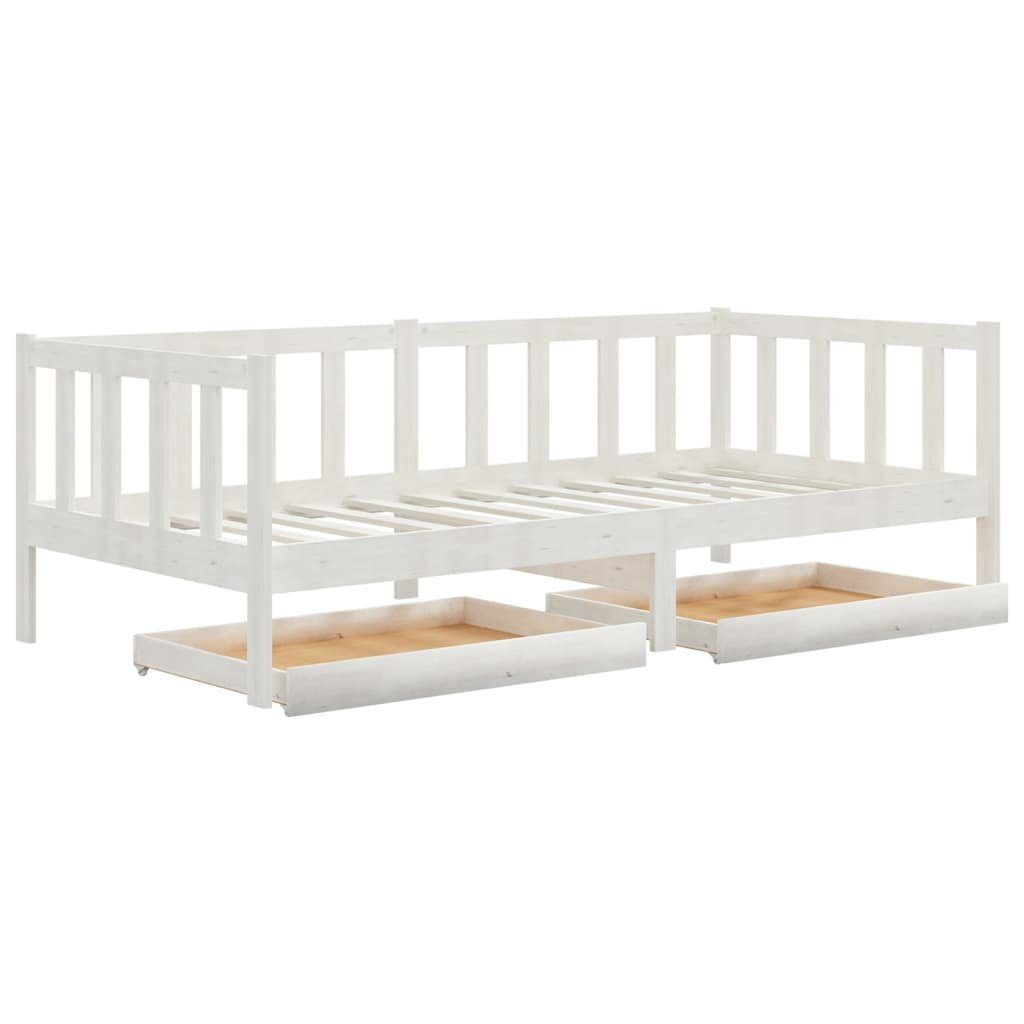 vidaXL Bett Tagesbett mit Schubladen 90x200 cm Weiß Massivholz Kiefer