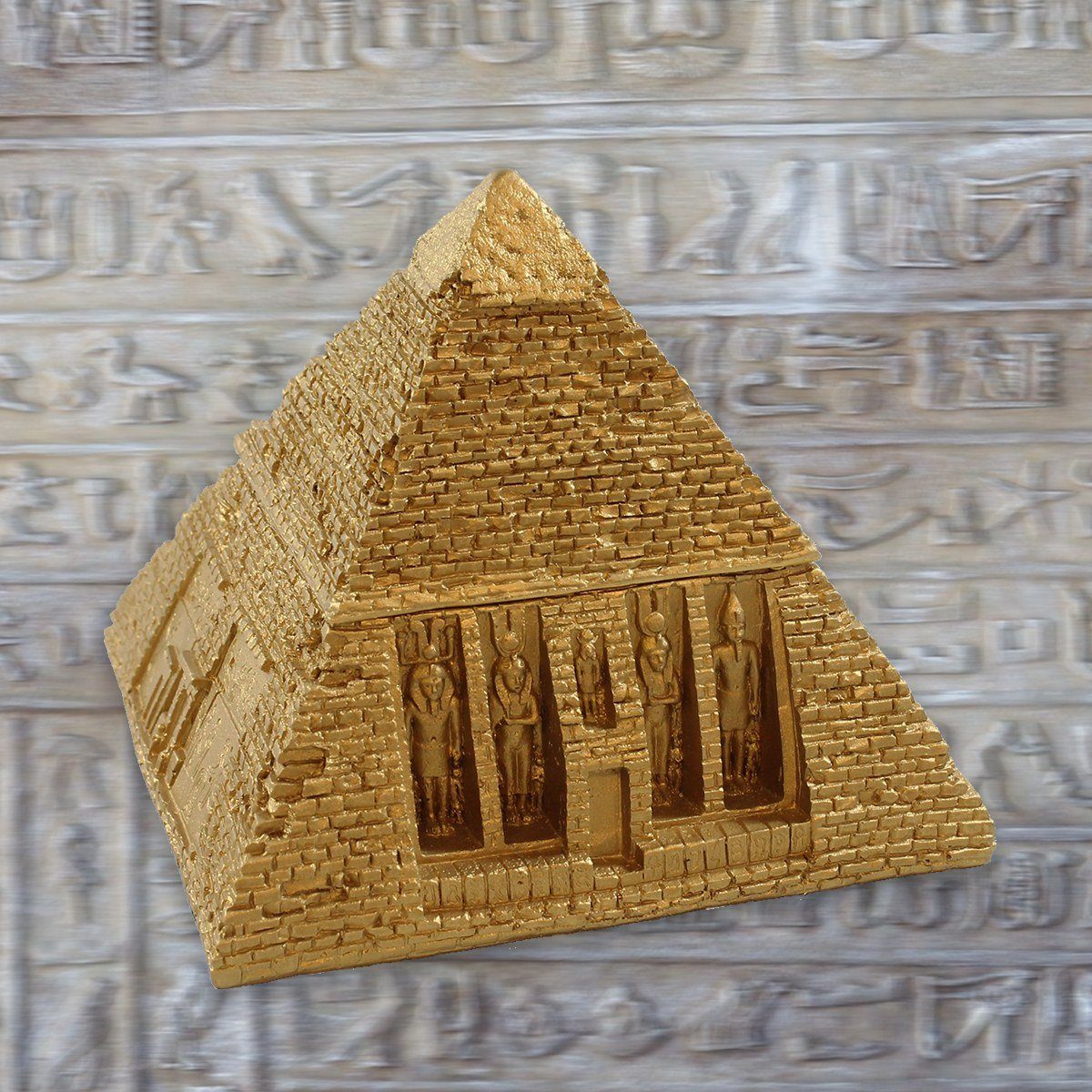 Schmuck Filzuntersetzer Schmuckschatulle detailreich verarbeitet, Aufbewahrung handbemalt, colourliving Schmuckkasten möbelschonende Dekofigur Pyramide Ägypten,