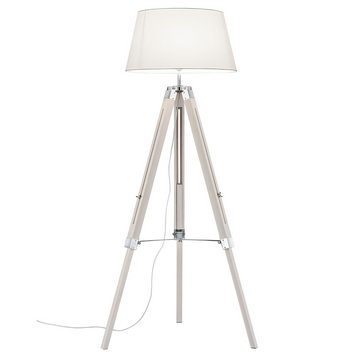 etc-shop Stehlampe, Leuchtmittel nicht inklusive, Kaltweiß, Warmweiß, Neutralweiß, Tageslichtweiß, Farbwechsel, Rot, Grün, Blau, Stehleuchte Holzlampe Stativlampe Wohnzimmer weiß H 143 cm