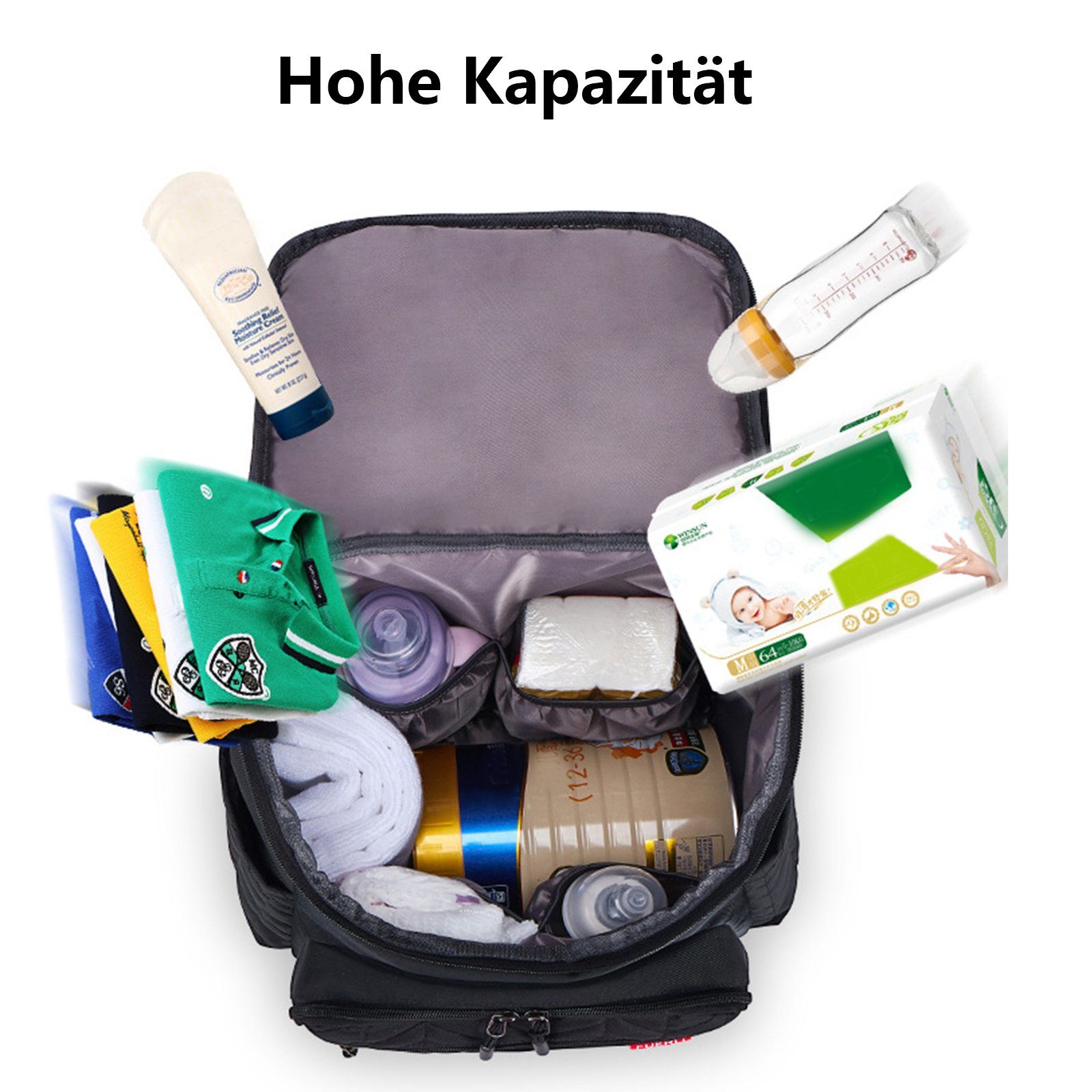 Multifunktional, Rucksack Flaschenhalter, Wickelrucksack Wickelrucksack), Milchfläsche Tasche mit Wickelauflage Multifunktions-Babytaschen Rucksack Blau+Gold tragbarer mobiler (Windeln Kinderwagengurte Baby mit Babyflasche wasserabweisend Schnullerhalter Babytasche, Wickeltasche REDOM