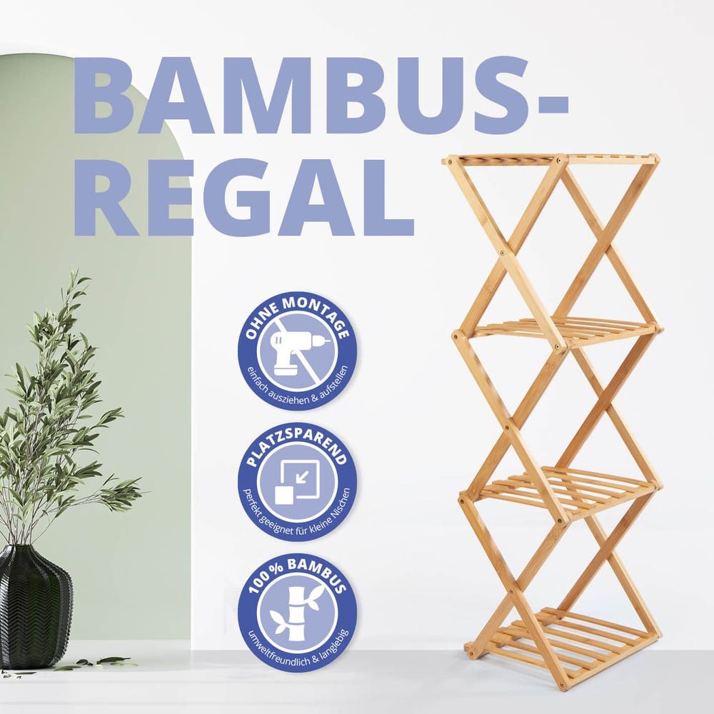 Lumaland Eckregal 4 Etagen, montagefrei, schmal, klappbar perfekt als Deko günstig online kaufen