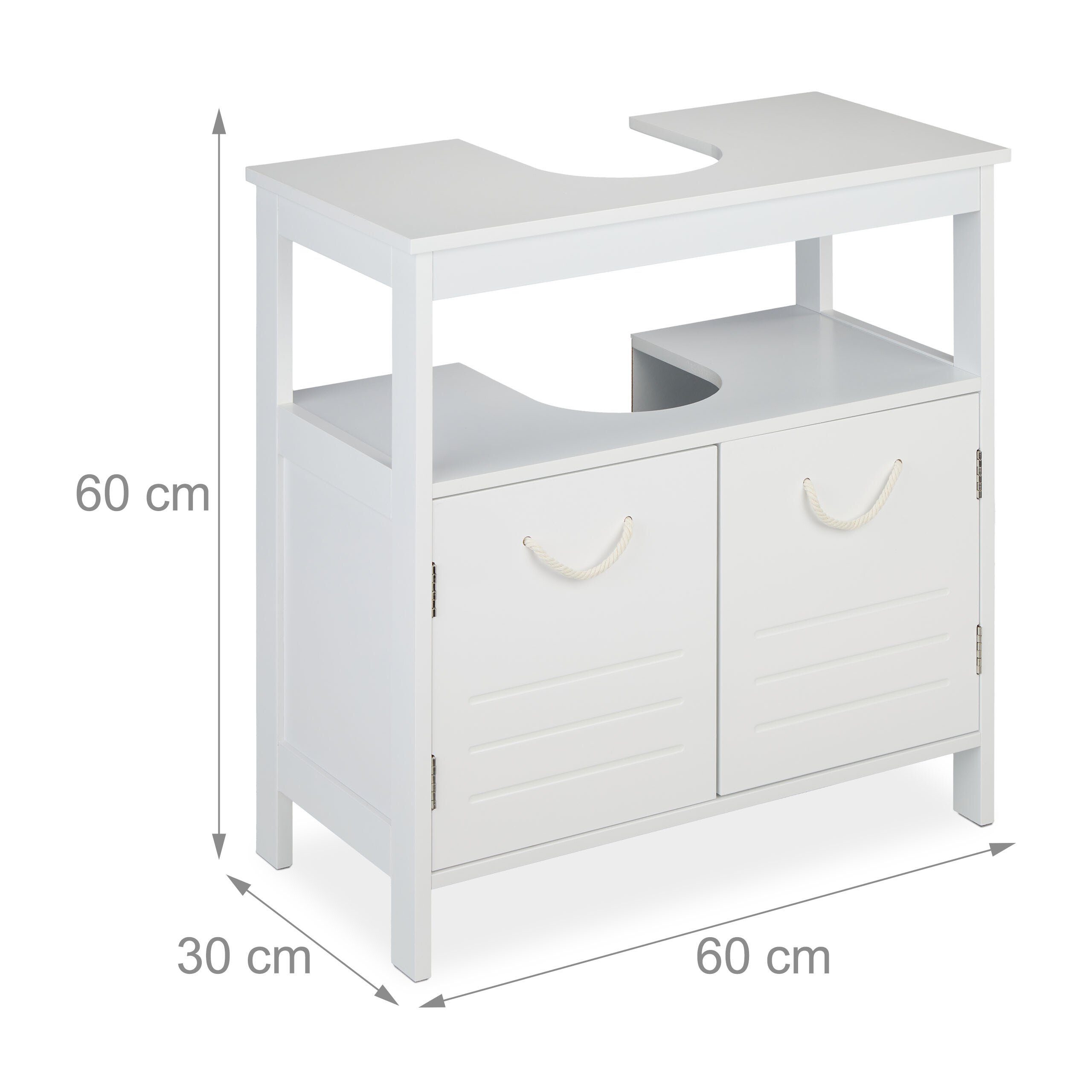 relaxdays Waschbeckenunterschrank mit Seilgriffen (1-St) – Bild 4 von 5