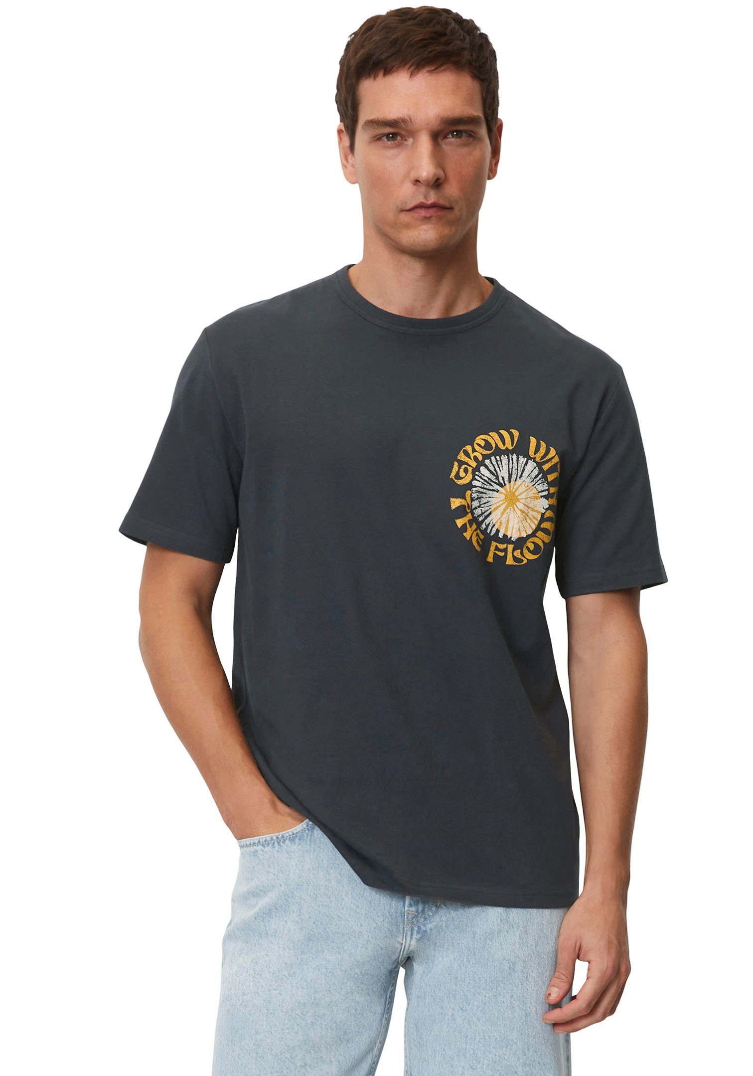 Marc O'Polo T-Shirt mit großem Print in Brusthöhe marine (52)