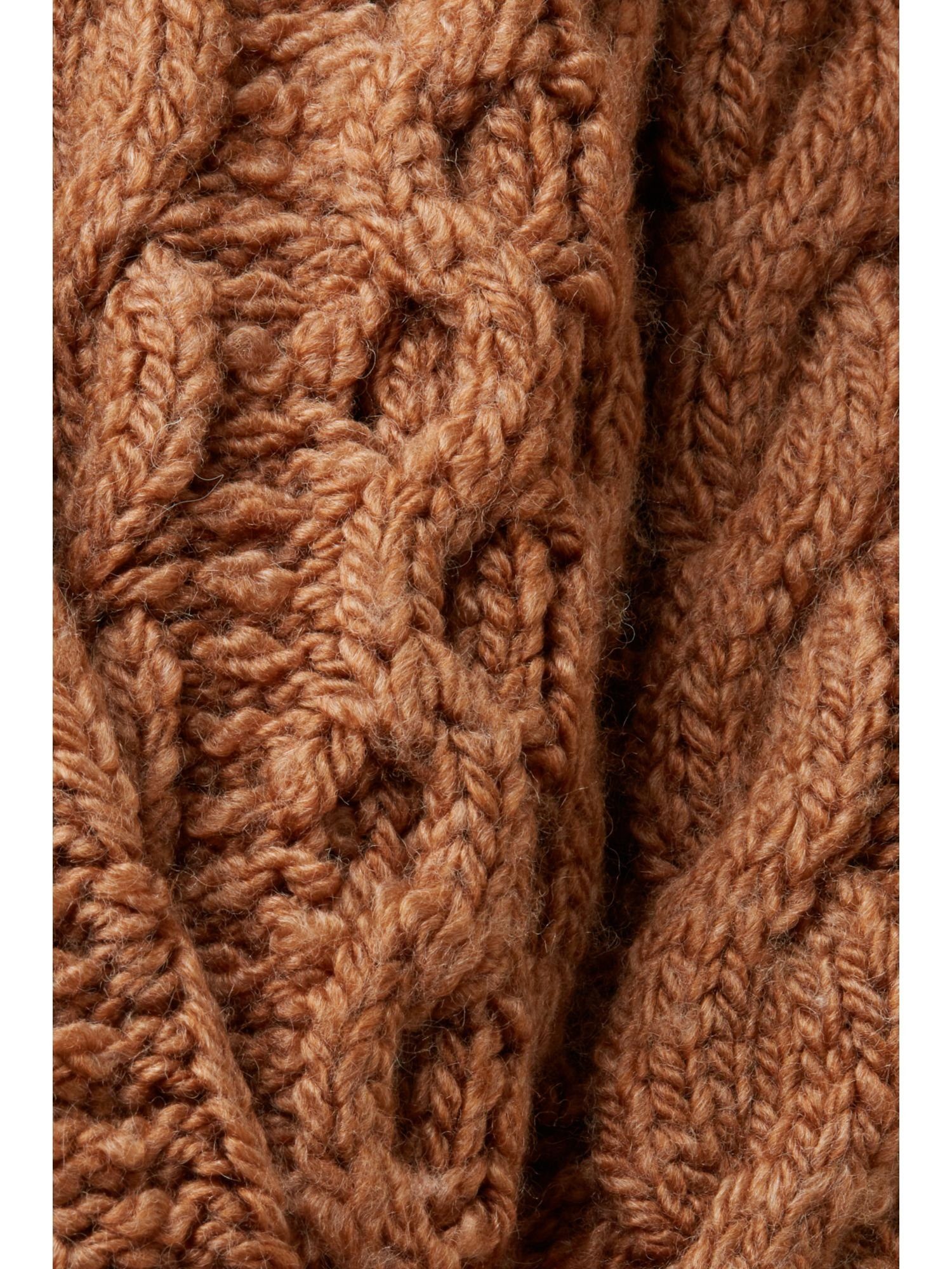 edc by Stehkragenpullover CARAMEL Wollmix Zopfstrickpullover aus Esprit