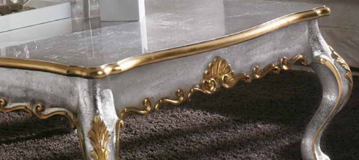 Casa Padrino Couchtisch Luxus Barock Qualität Möbel - / Couchtisch Luxus - Barockstil Silber Massivholz Barock - Interior Barock Quadratischer Wohnzimmertisch Edel & Prunkvoll im in - - Italy Made Gold 