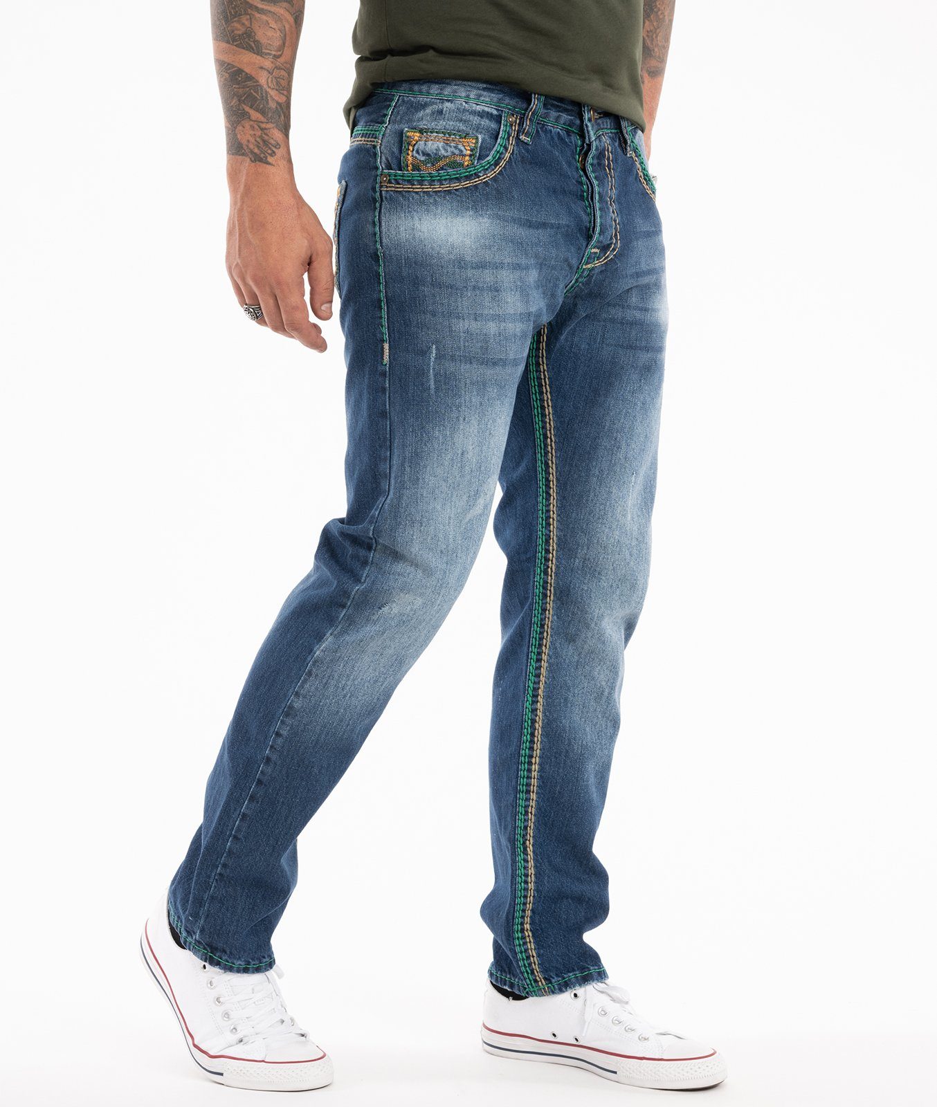 Rock Creek Straight-Jeans Herren Jeans dicke Nähte RC-2369 günstig online kaufen