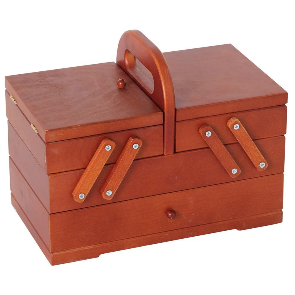 Bartl Aufbewahrungsbox Nähkästchen, Holz braun Nähbox mit Schublade Aufbewahrung
