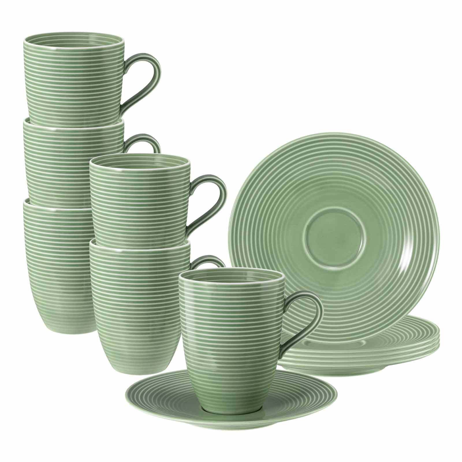 Seltmann Weiden Tasse Beat Color Glaze Henkelbecher mit Untertassen, 12-tlg., Porzellan