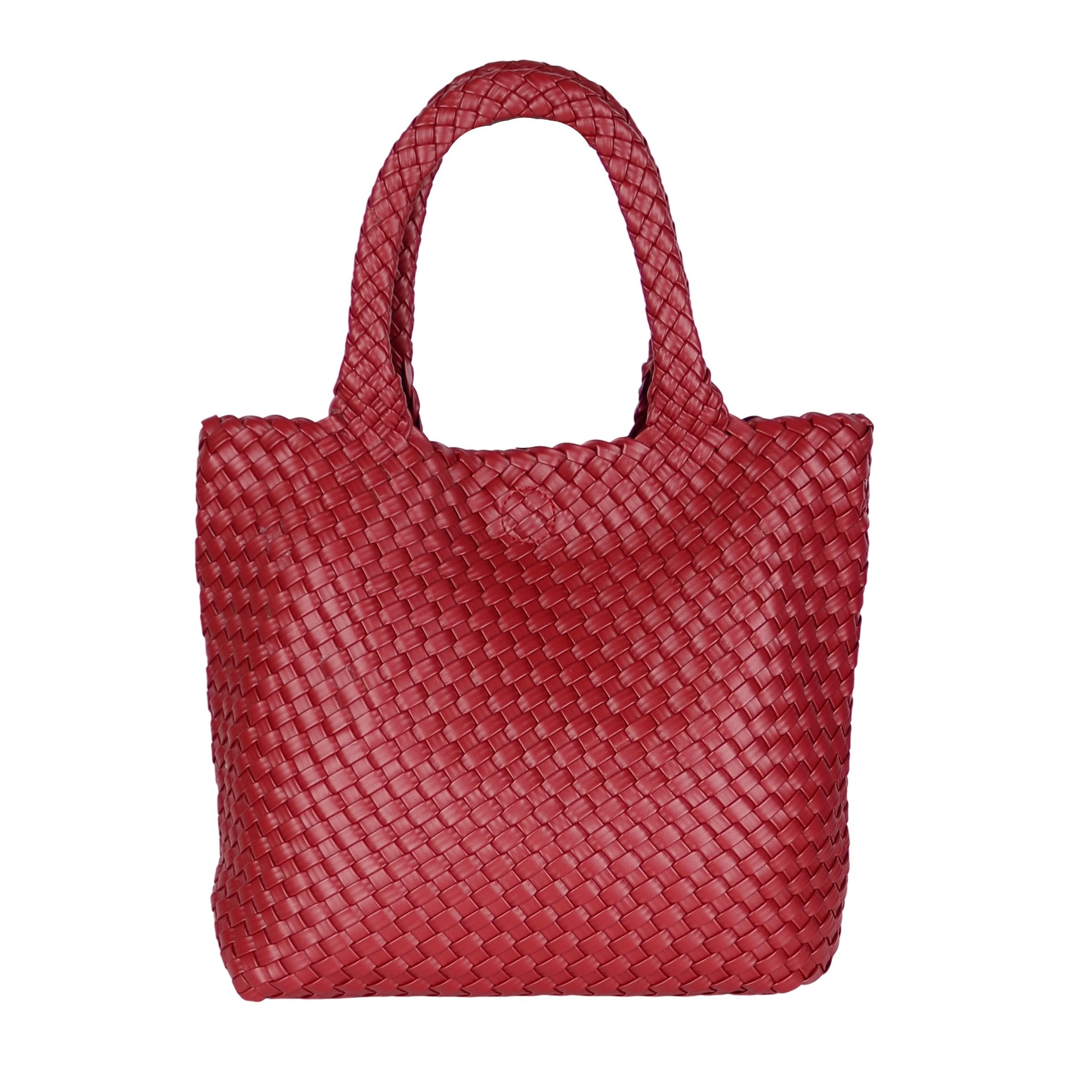 MIRROSI Umhängetasche Damen Shopper aus Kunstleder geflochten ca. 36x28x12 cm (langem Schulterriemen, Flecht-Optik, große Handtasche mit kleiner Innentasche), Neue Kollektion Herbst/Winter 2026