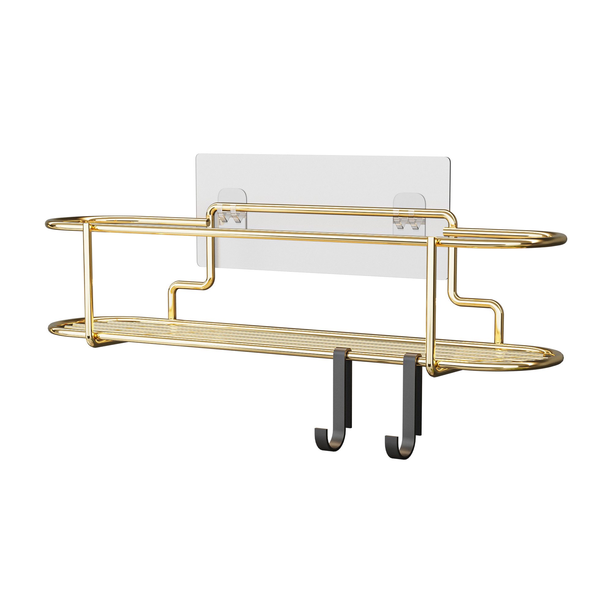en.casa Gewürzregal, »Naantali« mit 2 Haken Metall 32 x 8 x 7 cm Goldfarben