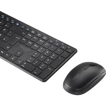 Sygonix Connect Slim Wireless Desktop Set Tastatur- und Maus-Set, Multimediatasten