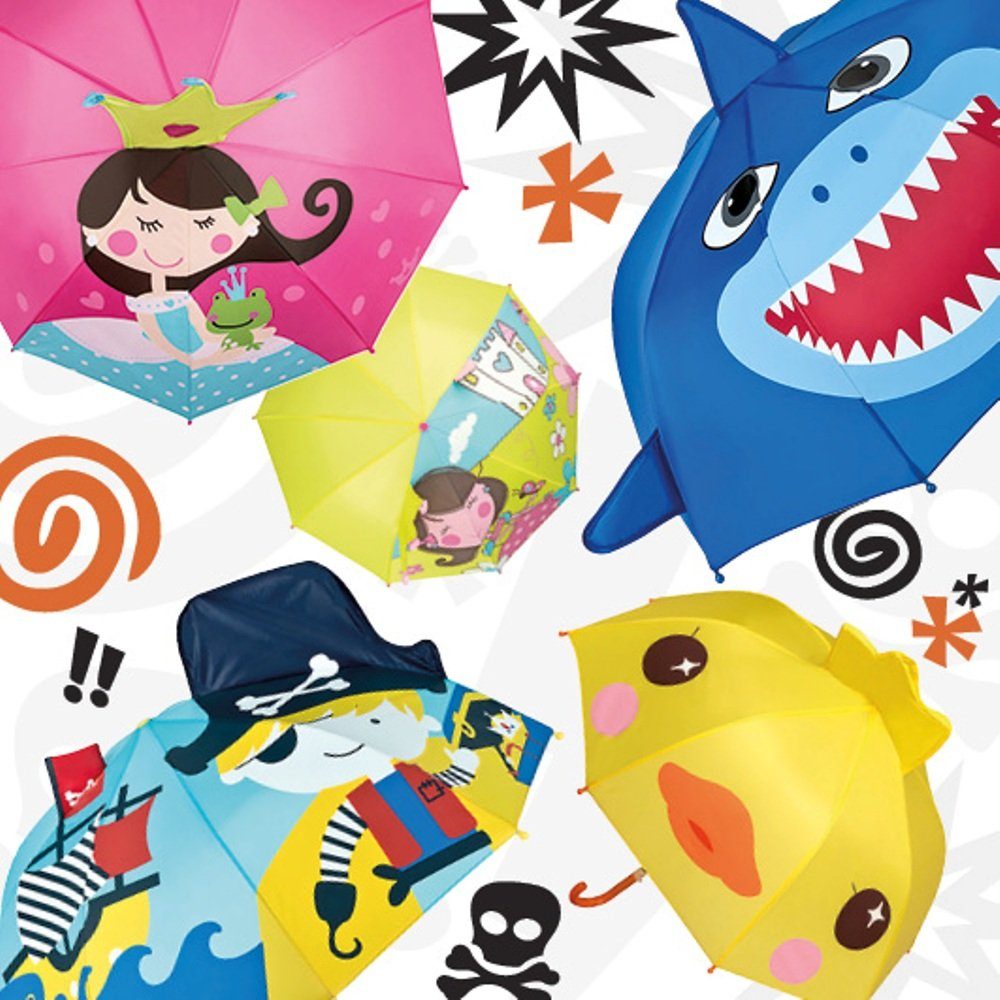 von Lilienfeld Stockregenschirm Kinderschirm Junge ca. Mädchen 8 Kids Monster Motiv bis 3D Jahre