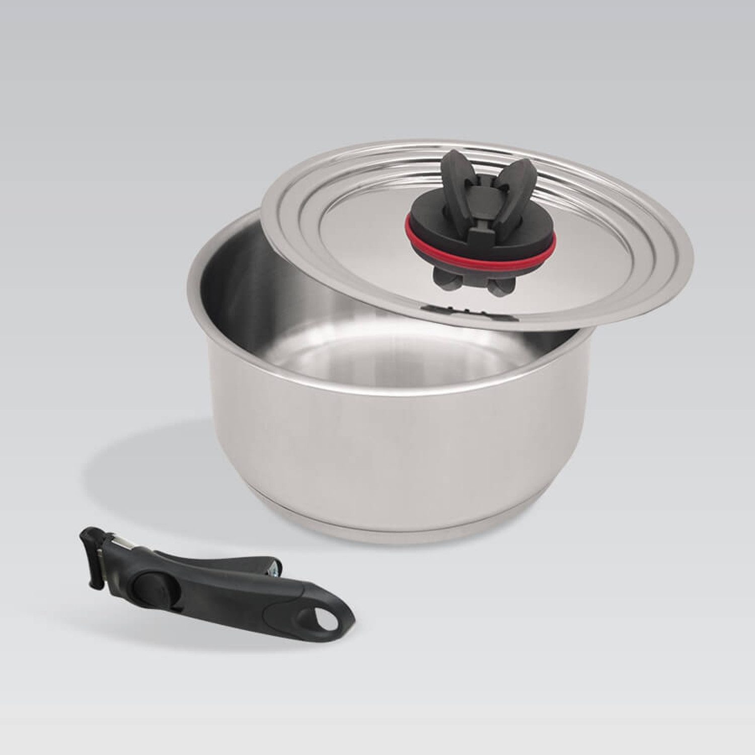 Maestro Kochtopf 3er-Set Töpfe abnehmbarer Griff, 1,3 1,9 und 2,7 l, Edelstahl (3er-Set), 3er-Set mit abnehmbarer Griff