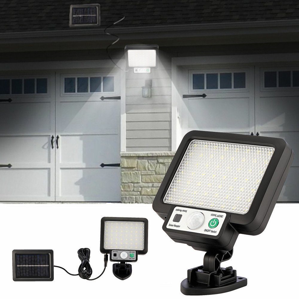 LETGOSPT Außen-Wandleuchte LED Außen-Wandleuchte, Strahler Solarleuchte, Strahler integriert, mit Bewegungsmelder, LED fest LEDs Fluter 56/72 Bewegungsmelder, mit Außen Solar Tageslichtweiß, Sensor LED