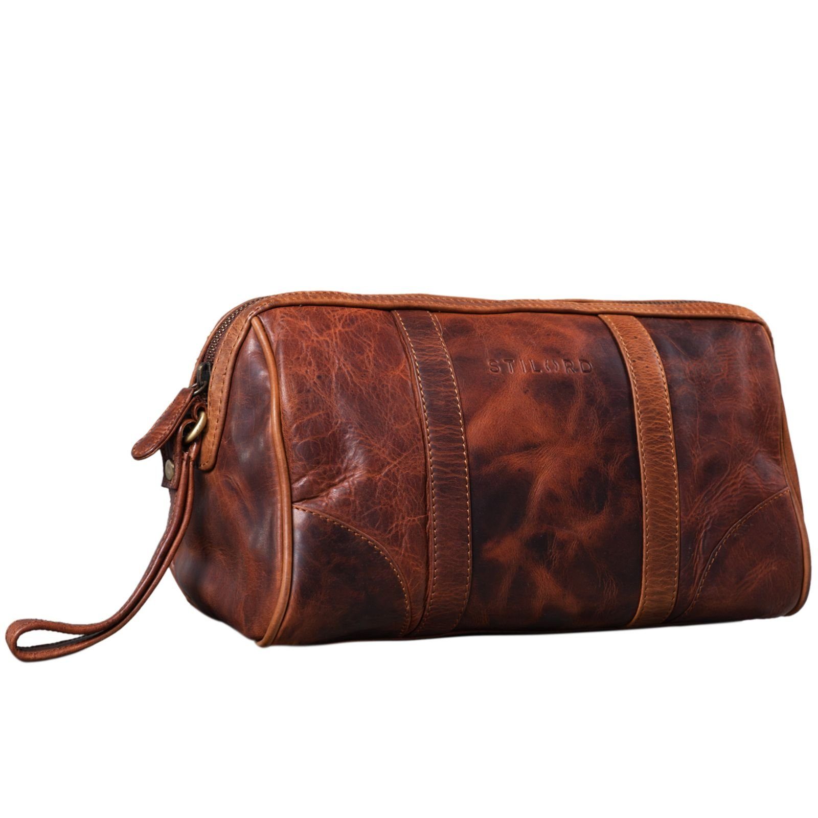 Kulturbeutel "Charles" Kulturtasche Leder Groß