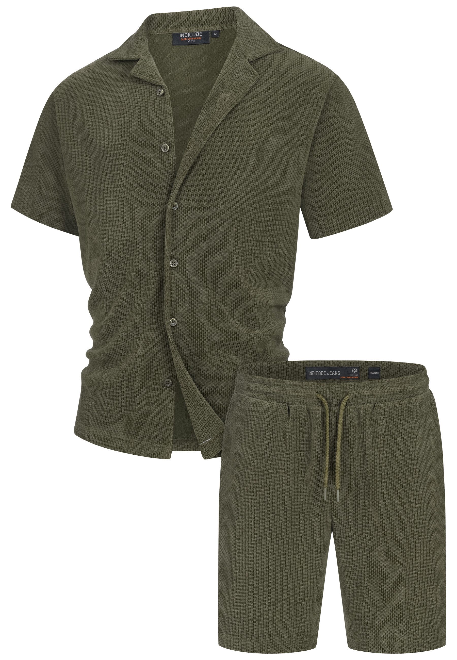 Indicode Freizeitanzug Herren INZandro Shirt Herrenshorts Set (Set), mit strukturierter Stoffqualität für eine besondere Haptik