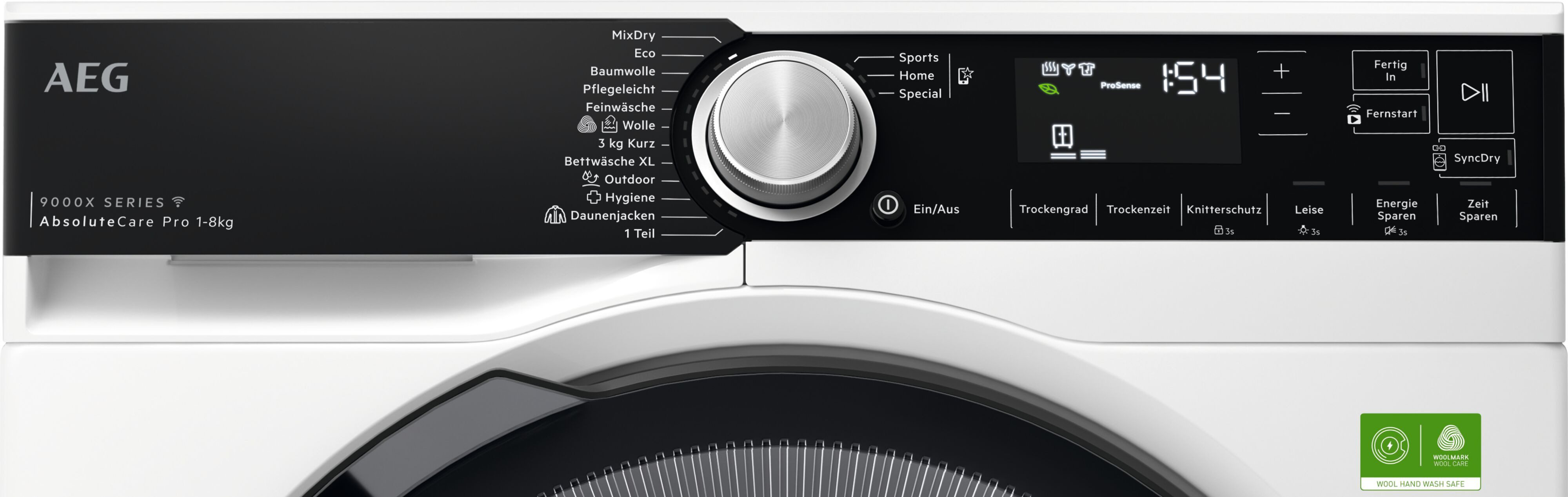 AEG Wärmepumpentrockner 9000 AbsoluteCare® Plus TR9XW80880, SmartDry : Du entscheidest: spare bis zu 50 Min. oder 20% Energie