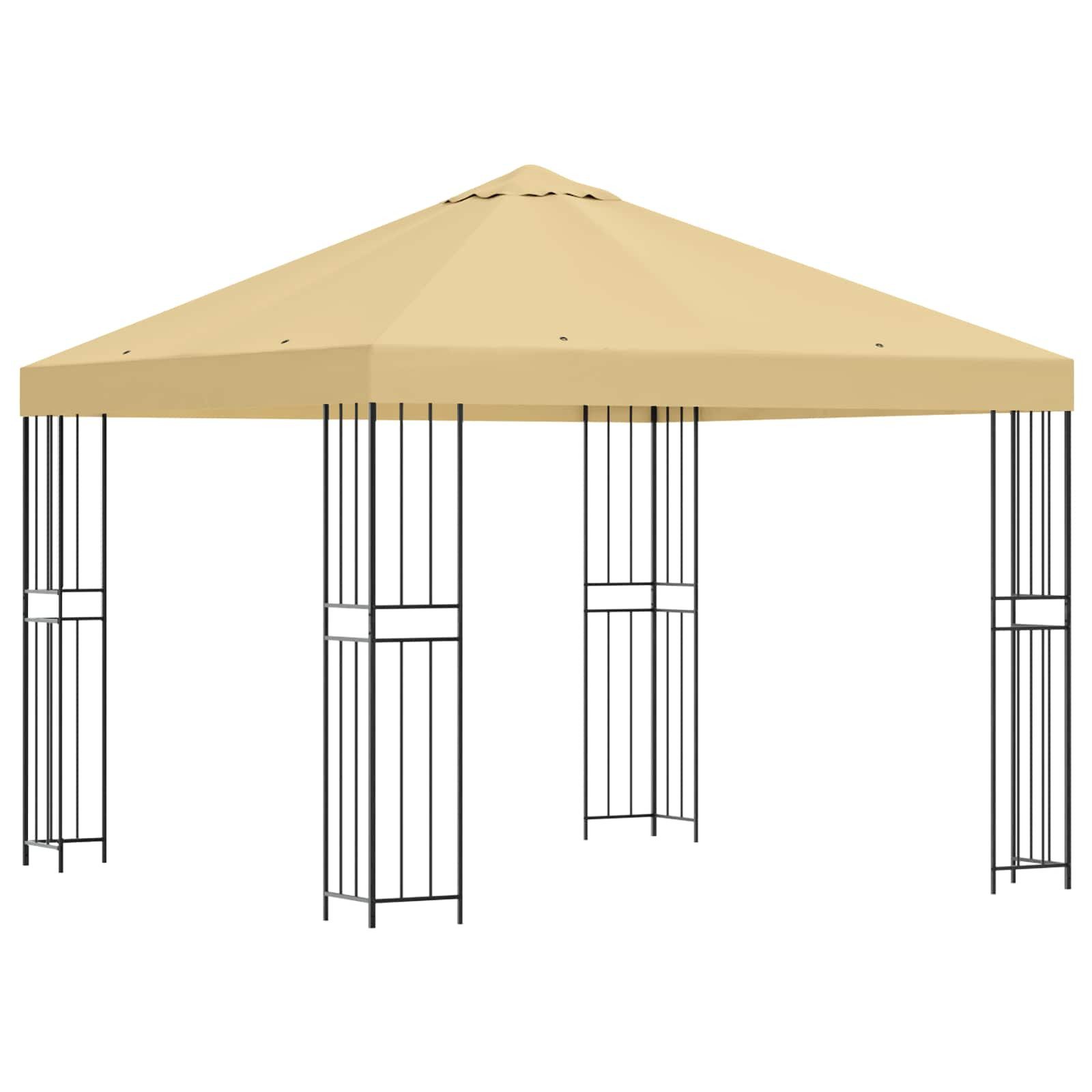 vidaXL Partyzelt Pavillon 3 x 3 m Creme Polyester und Stahl 190 gsm