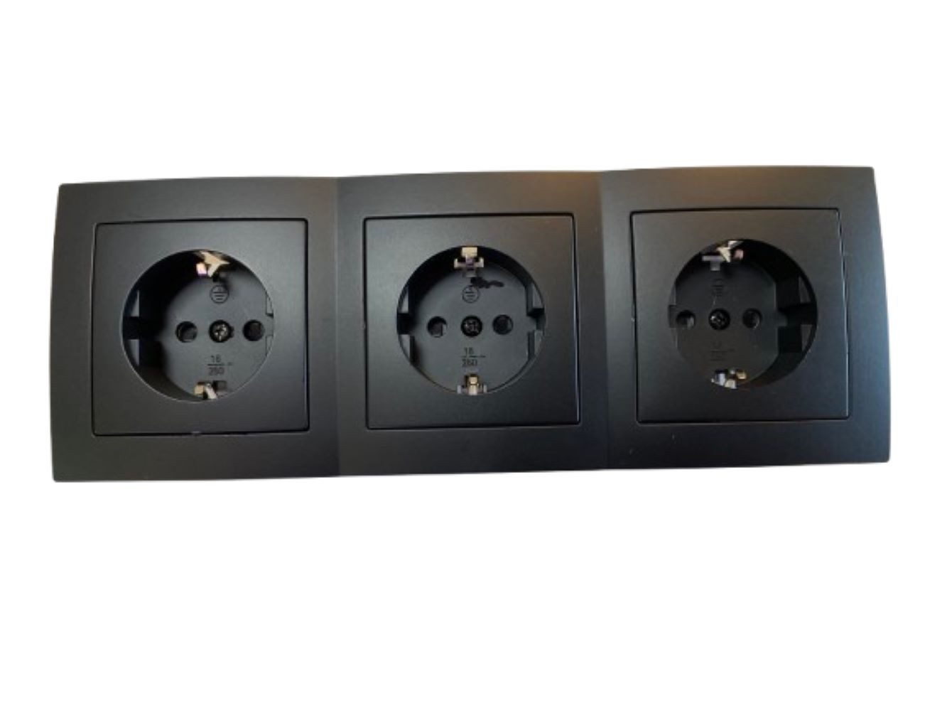 Lichtideen Schalter 2771 Levina sw/sw 3er Schukodose Steckanschluss schwarz (Taster, Schalter, Antennendose, Steckdose mit USB lieferbar)
