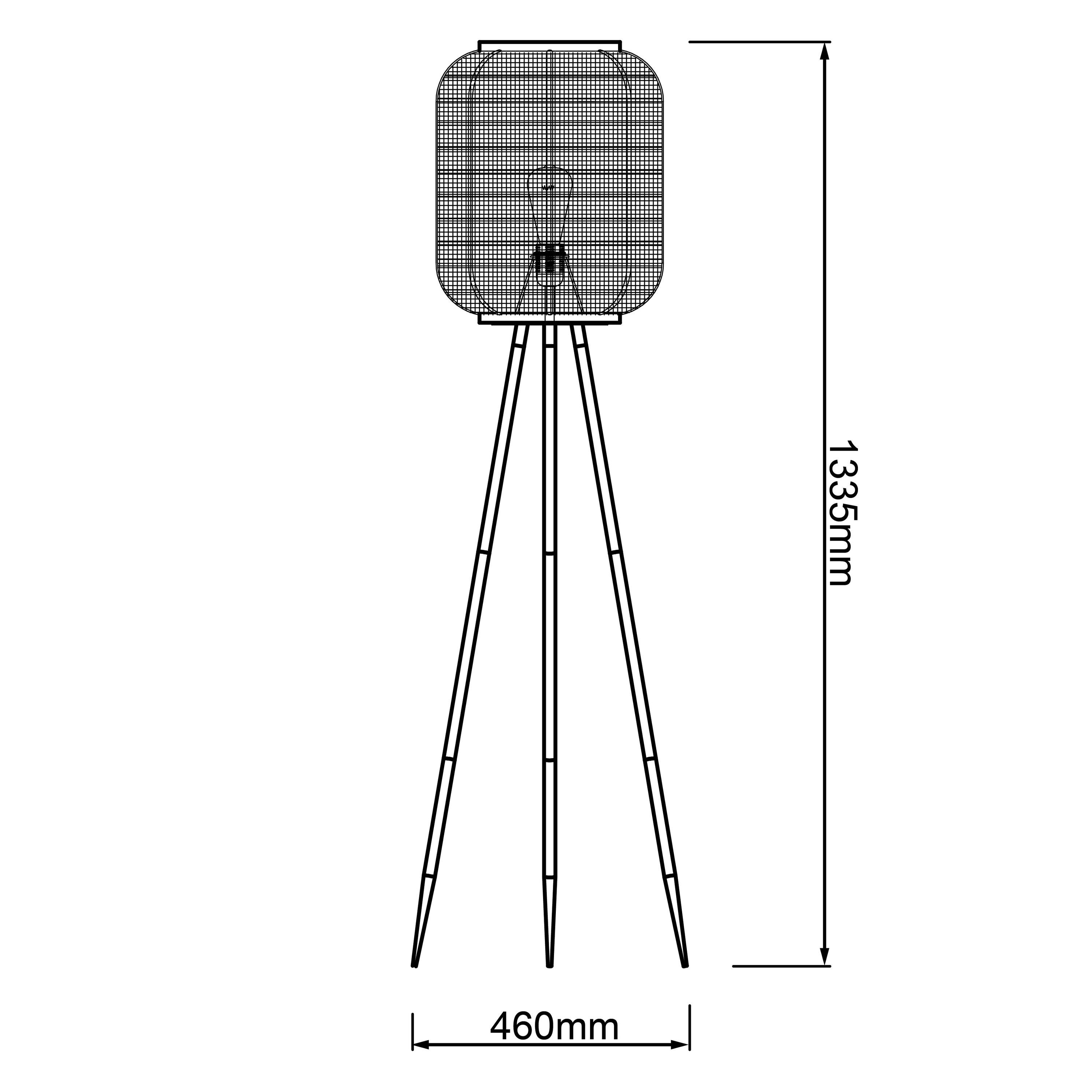 Stehlampe schwarz/natur, dreibeinig A60, Brilliant Standleuchte Tanah Tanah, E27, Lampe, 1x 42W