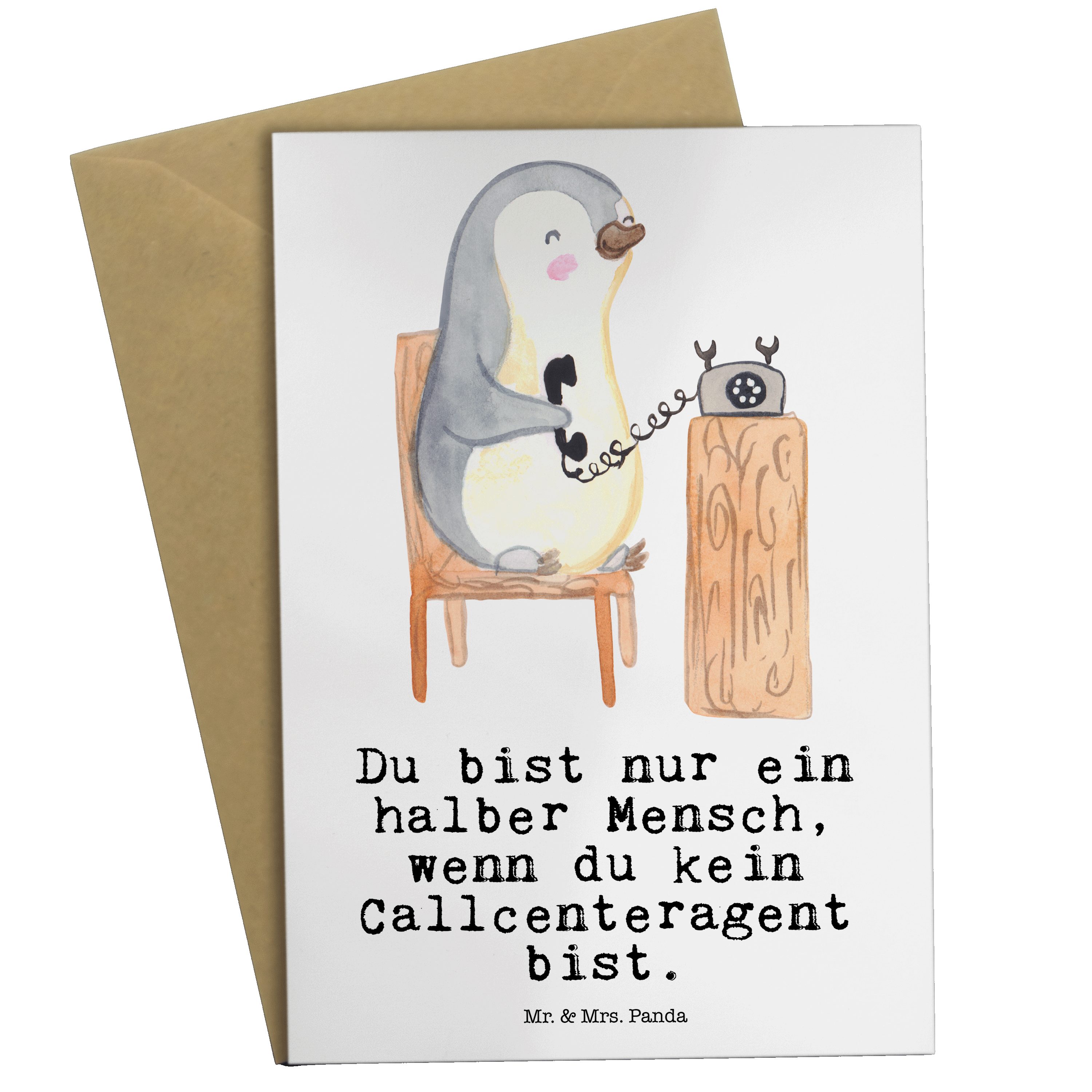 Mrs. - Herz mit Kundendienstmitarb Weiß Mr. Callcenteragent & Karte, Grußkarte - Panda Geschenk,