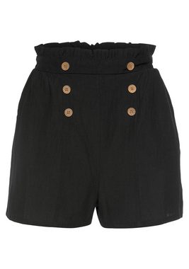 LASCANA Shorts im Paperbag-Look mit breitem Bündchen und Taschen, kurze Hose