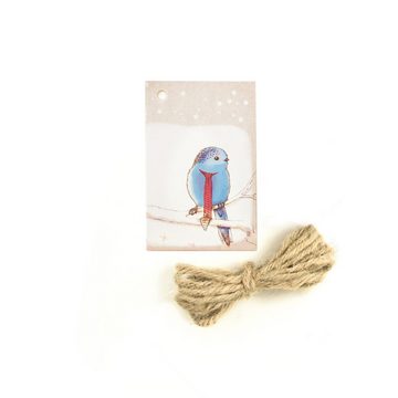 Bow & Hummingbird Geschenkband Geschenkanhänger Vogel im Schnee