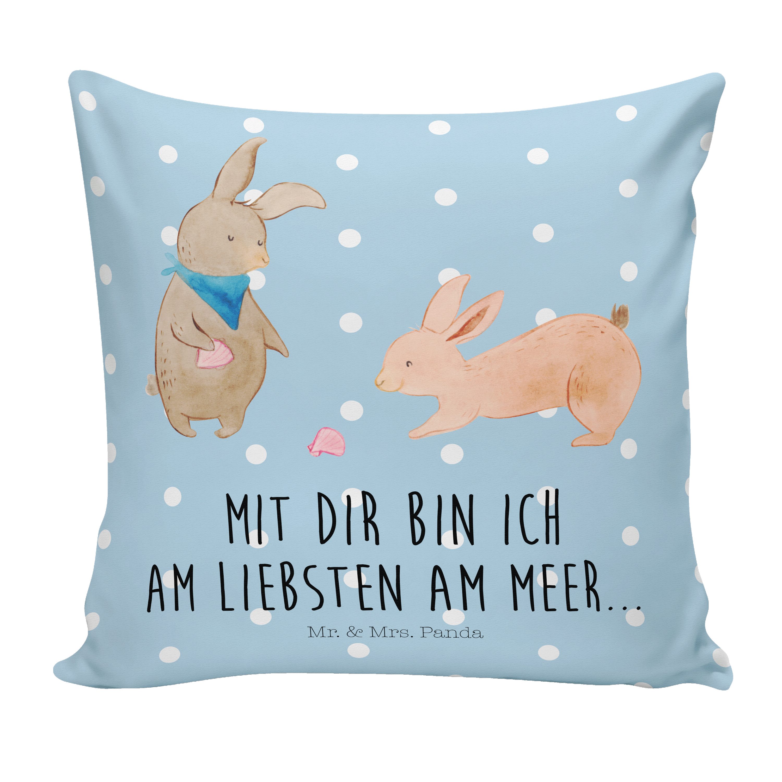 Mo Geschenk, & Bruder, Hasen sammeln, Panda - Blau Muschel Muscheln Mrs. Pastell Mr. - Dekokissen