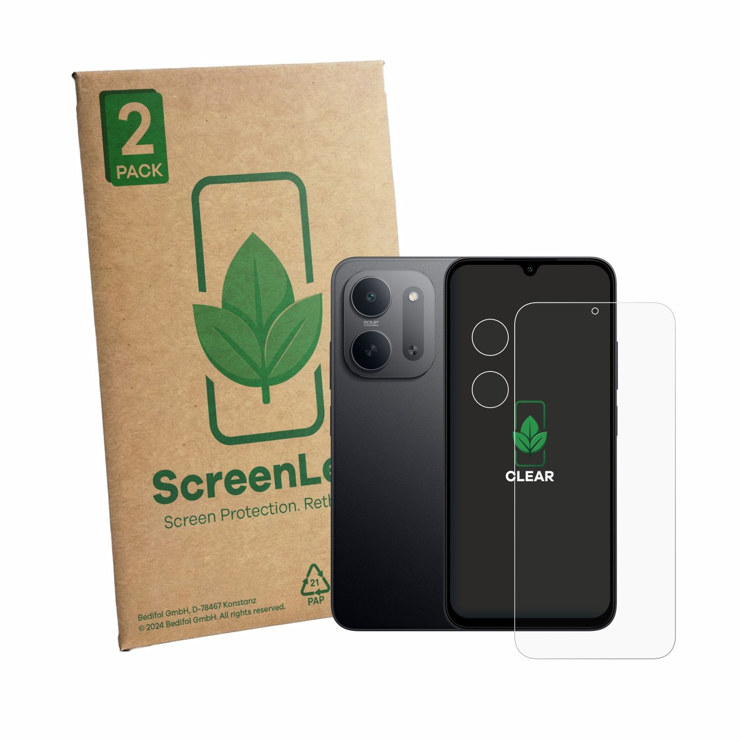 ScreenLeaf Displayschutzfolie Schutzfolie für Xiaomi Redmi 17C 5G (Display+Kamera), 2 Stück, Displayschutz Schutz Folie Klar Transparent