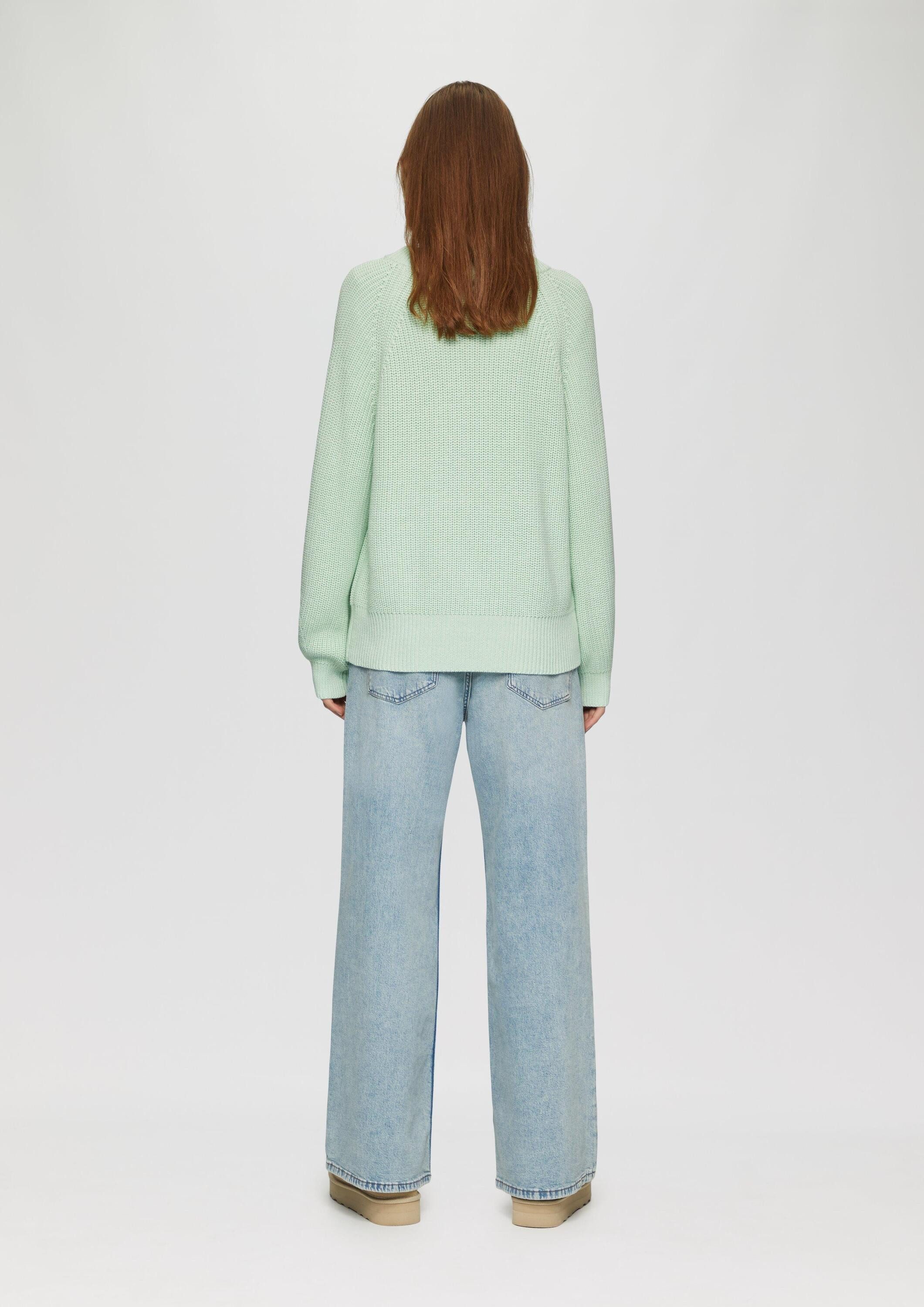 s.Oliver Longpullover Strickpullover Strickpullover mit Raglan-Ärmeln und Rippbündchen