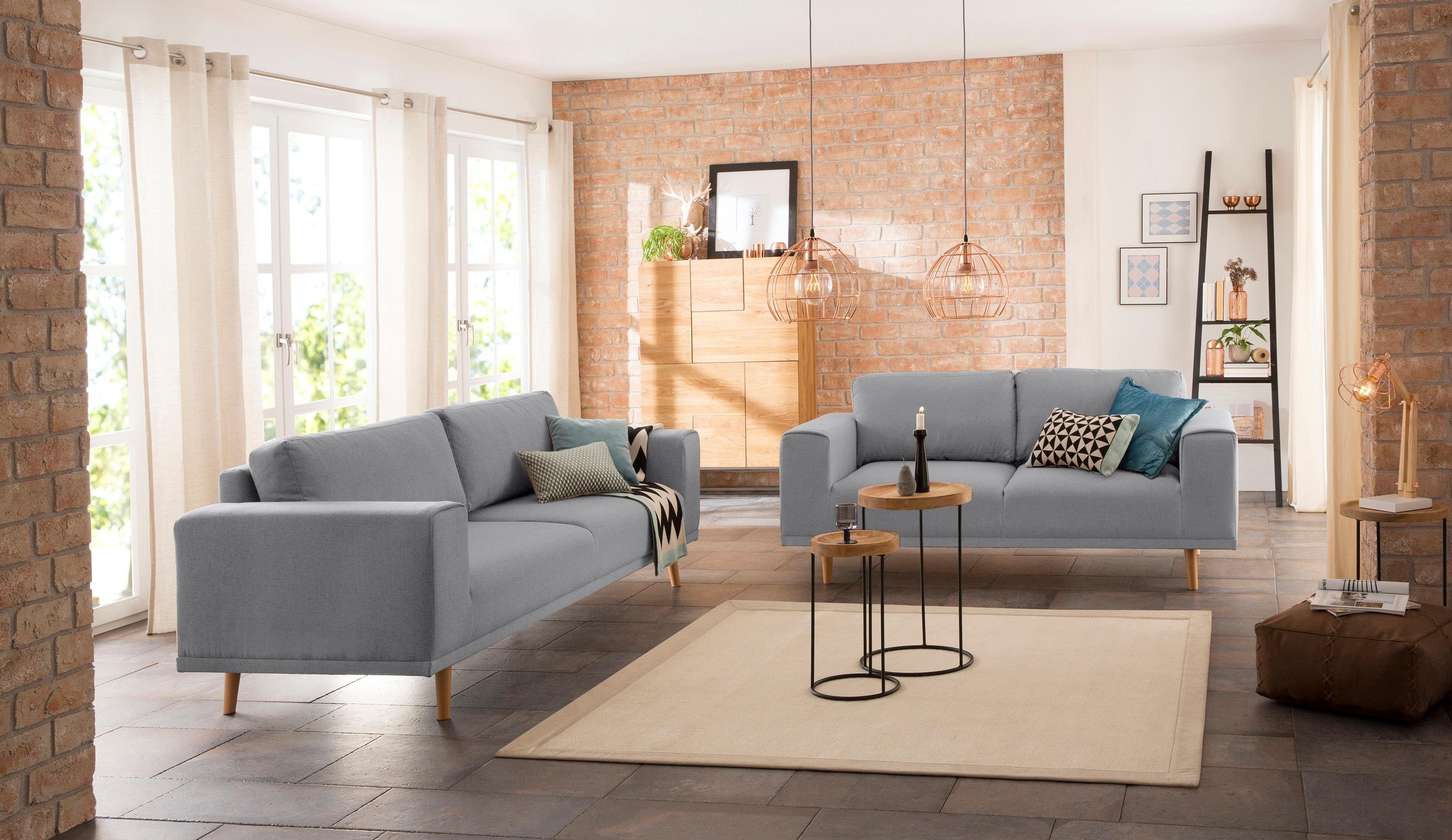 Home affaire 3-Sitzer Lasse, im scandinavischem Stil mit Holzfüßen