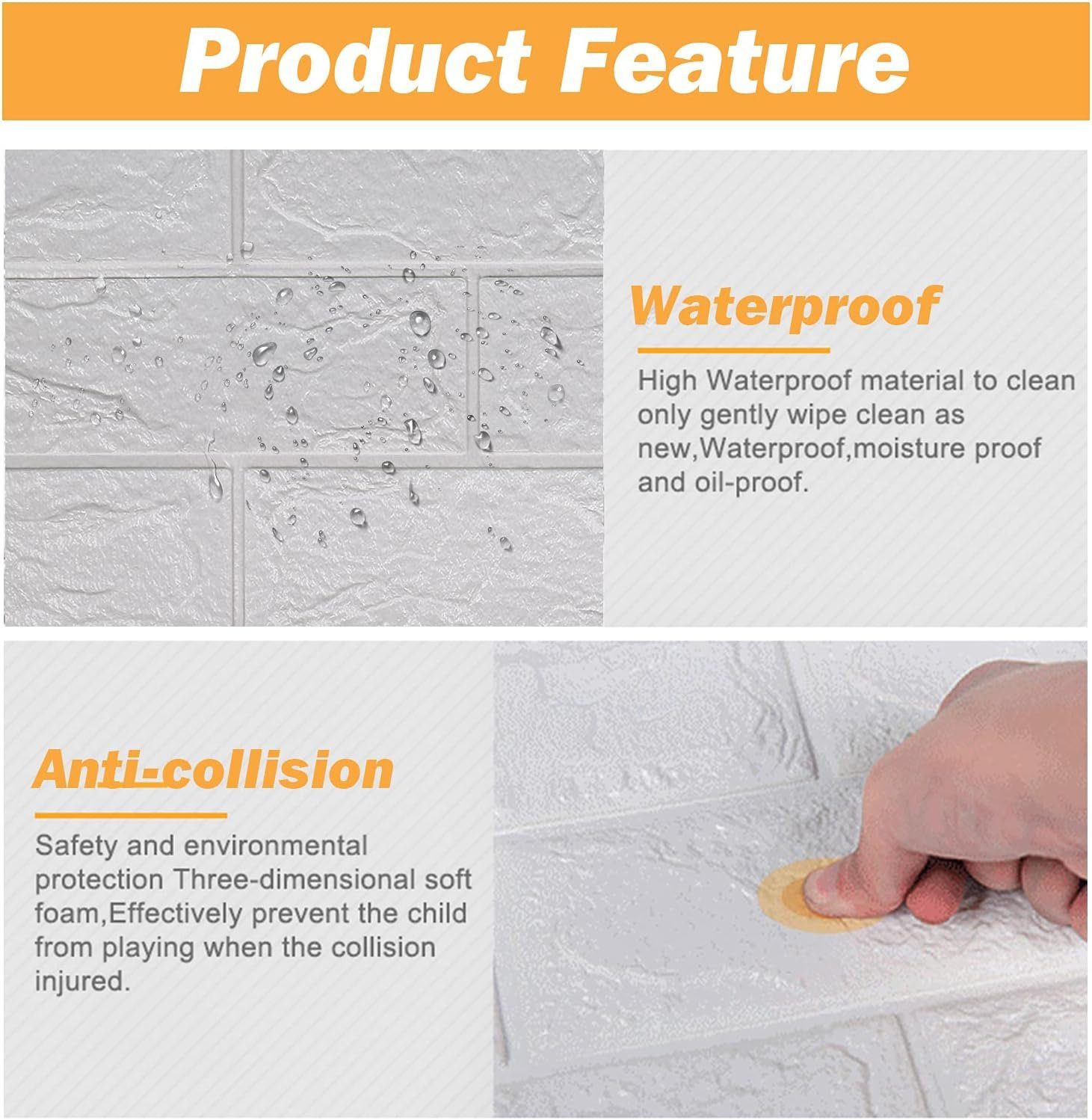 DOPWii Fliesenaufkleber 10PCS 3D Wandpaneele Selbstklebend Tapete Steinoptik Wandverkleidung (10 St), 35x38,5cm Wasserdicht WallPanels Wandtattoos Ziegelstein Wandaufkleber