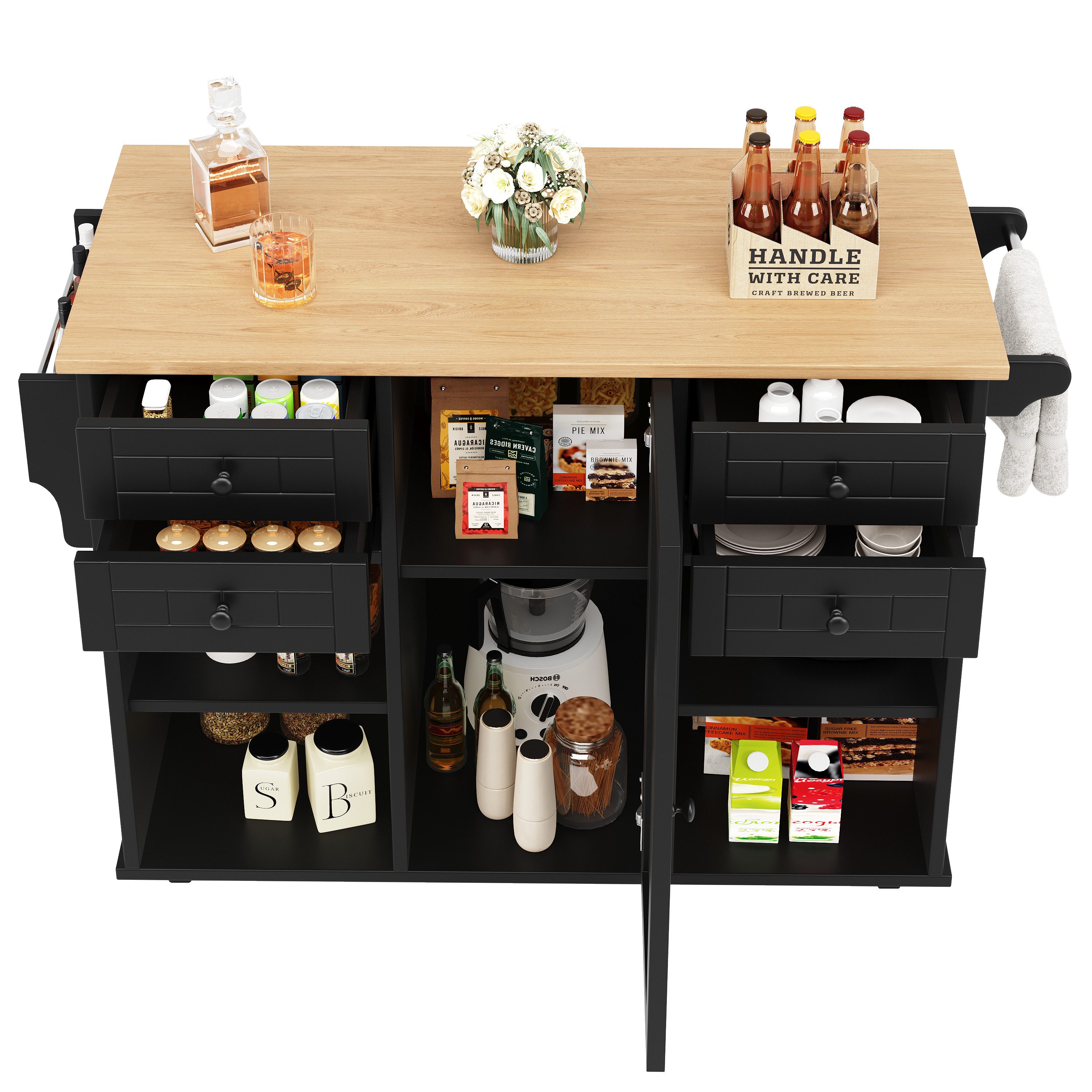 MODFU Küchenwagen Multifunktionale Kücheninsel,Küchewagen herausnehmbaren T günstig online kaufen