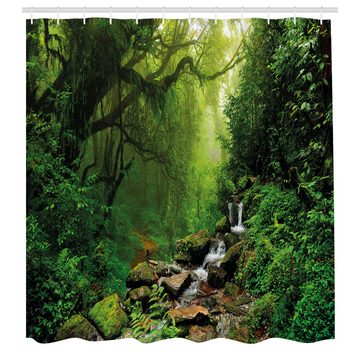Abakuhaus Duschvorhang Moderner Digitaldruck mit 12 Haken auf Stoff Wasser Resistent Breite 175 cm, Höhe 180 cm, Natur Idyllische Wald Entwurf