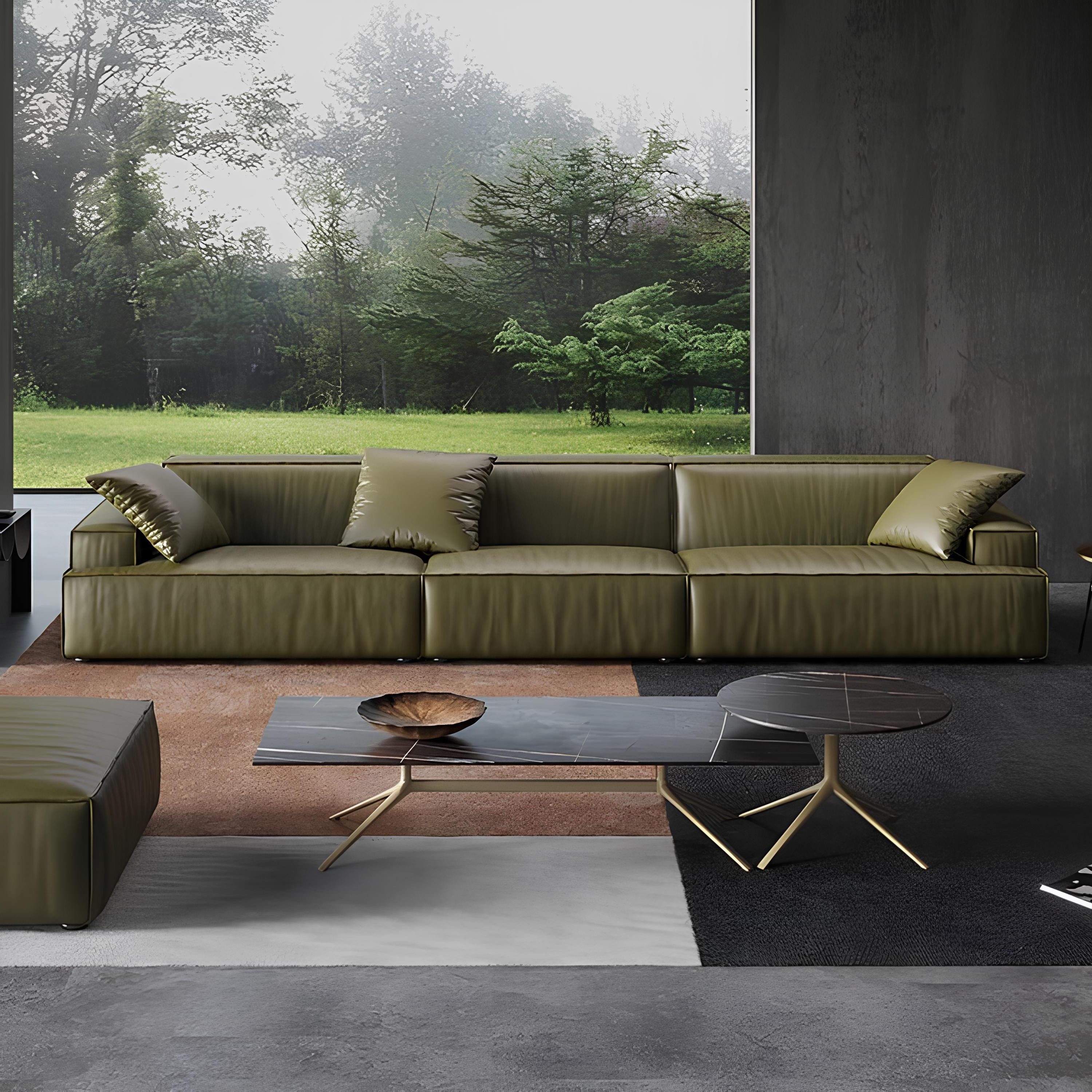 Xlmoebel Big-Sofa Bequemes Ledersofa in elegantem Design für gesellige Abende, Hergestellt in Europa