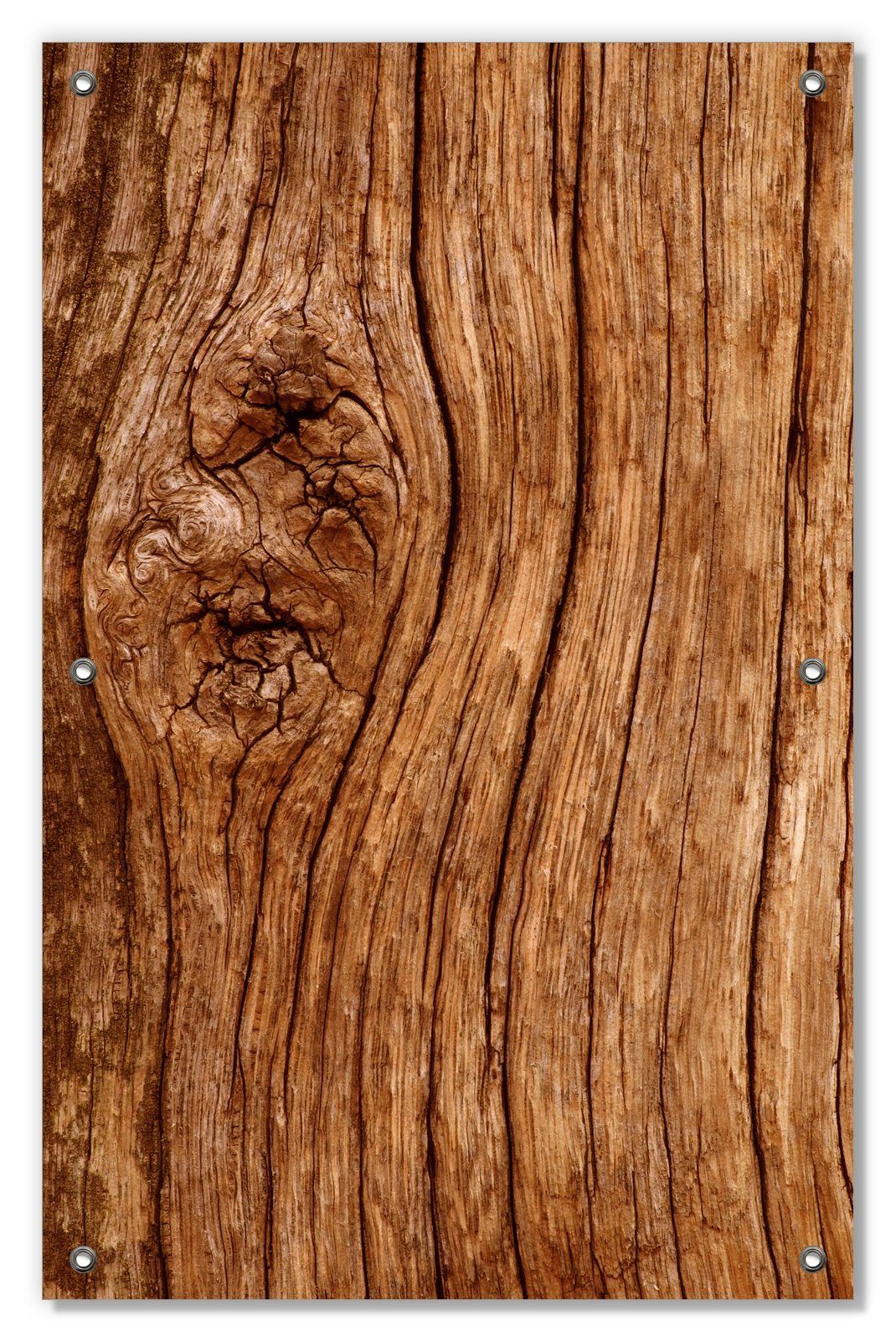 Wallario Sonnenschutz Holzstamm mit Asteinschluss, blickdicht, mit Saugnäpfen, wiederablösbar und wiederverwendbar